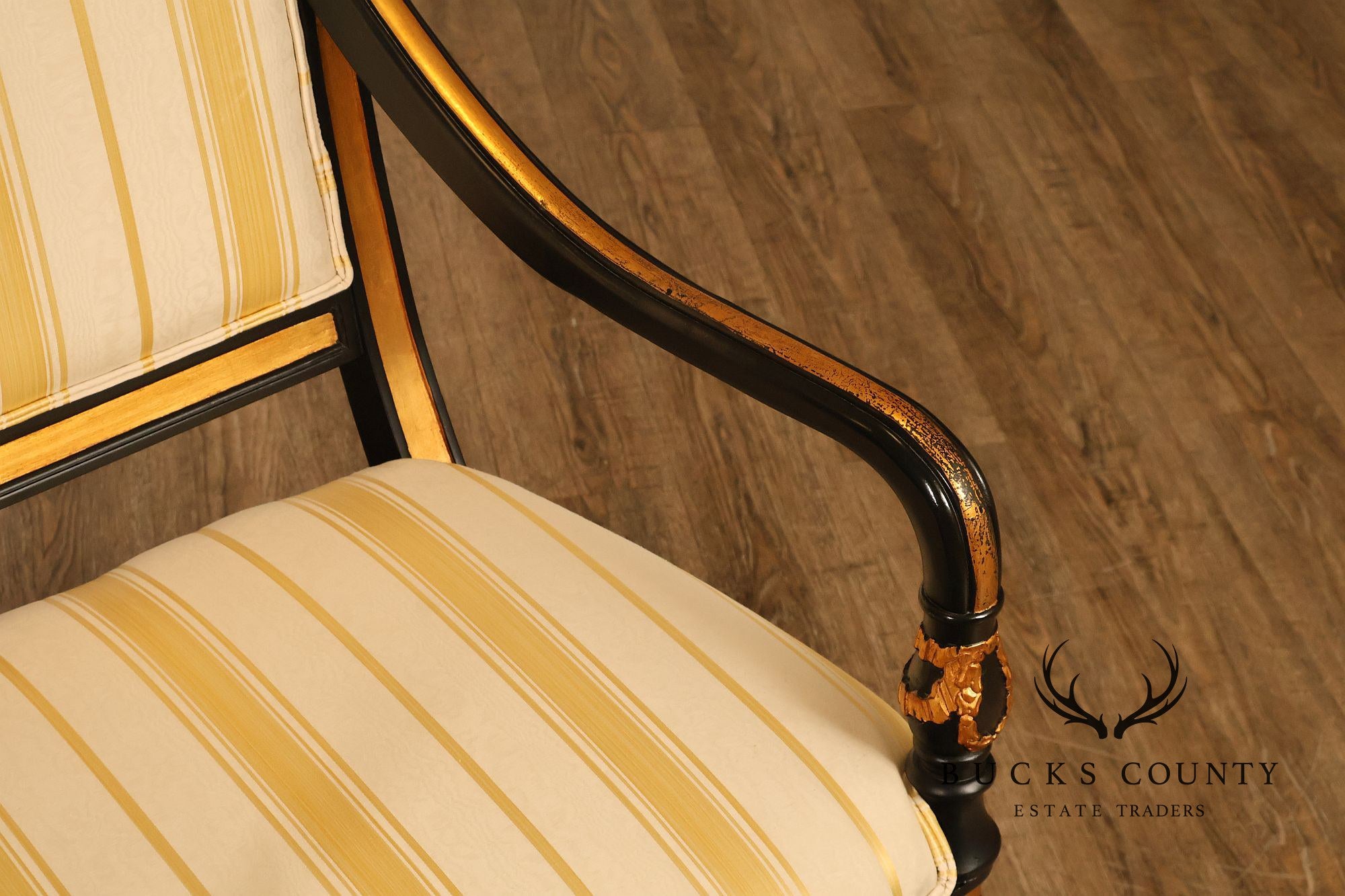 Ferguson Copeland Regency Style Pair of Ebonized Armchairs