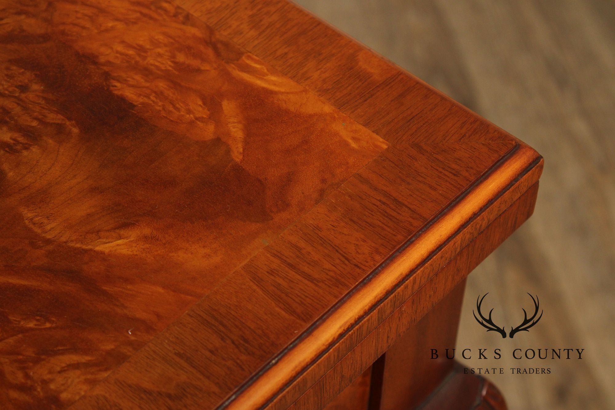 Queen Anne Style Burl Wood Leather Top Folding Games Table