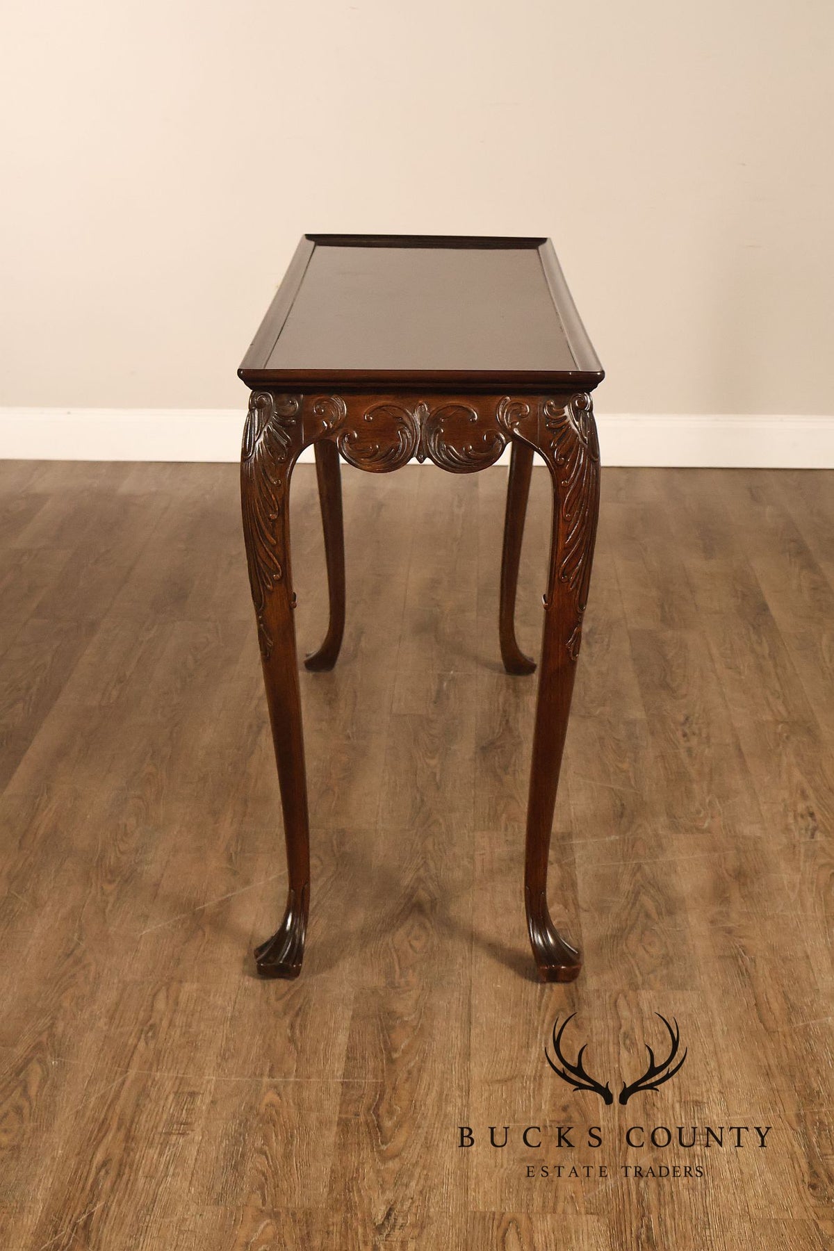Narrow Irish Georgian Style Carved Mahogany Console Table