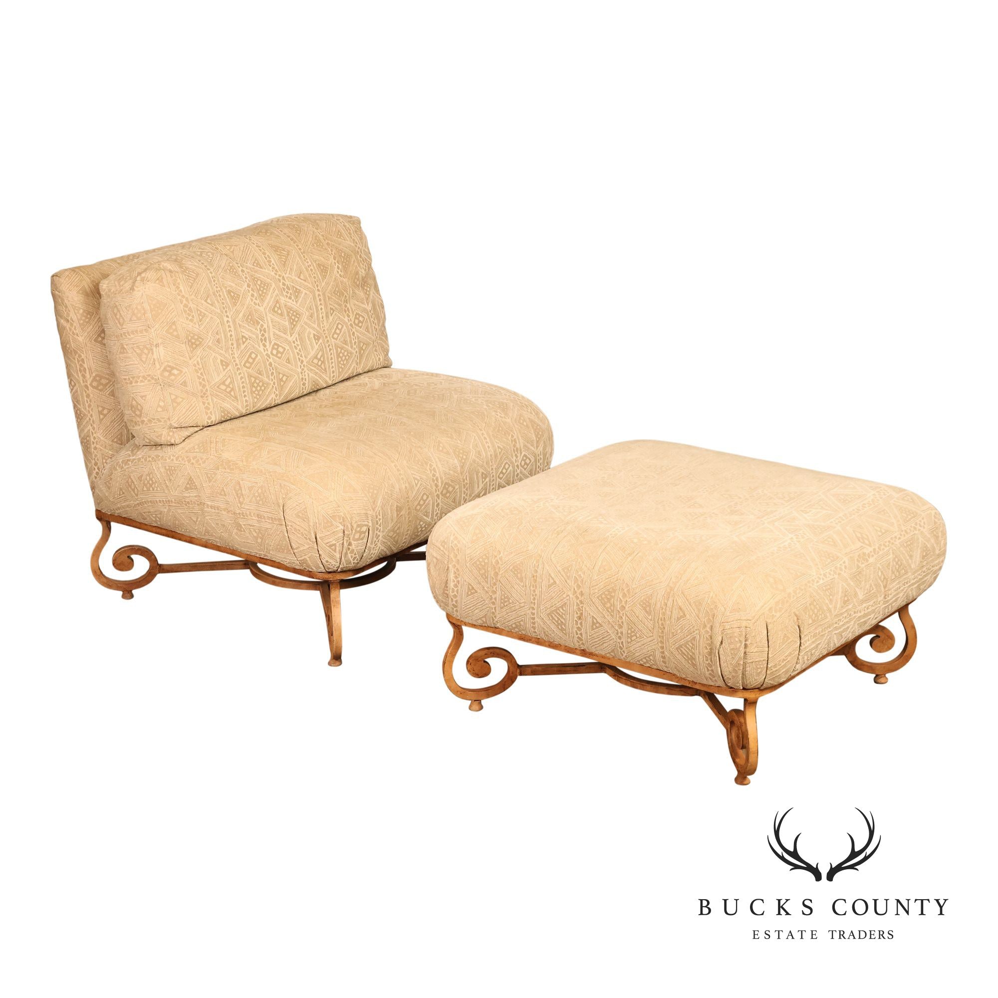 Henredon Upholstered Lounge Chair With Ottoman