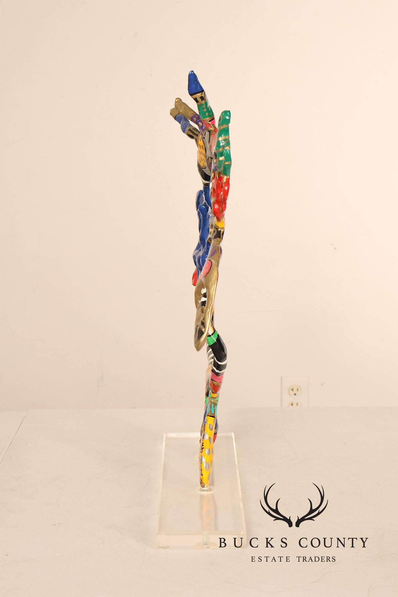 Dorit Levinstein Colorful Modern Mixed Media Sculpture On Lucite Base