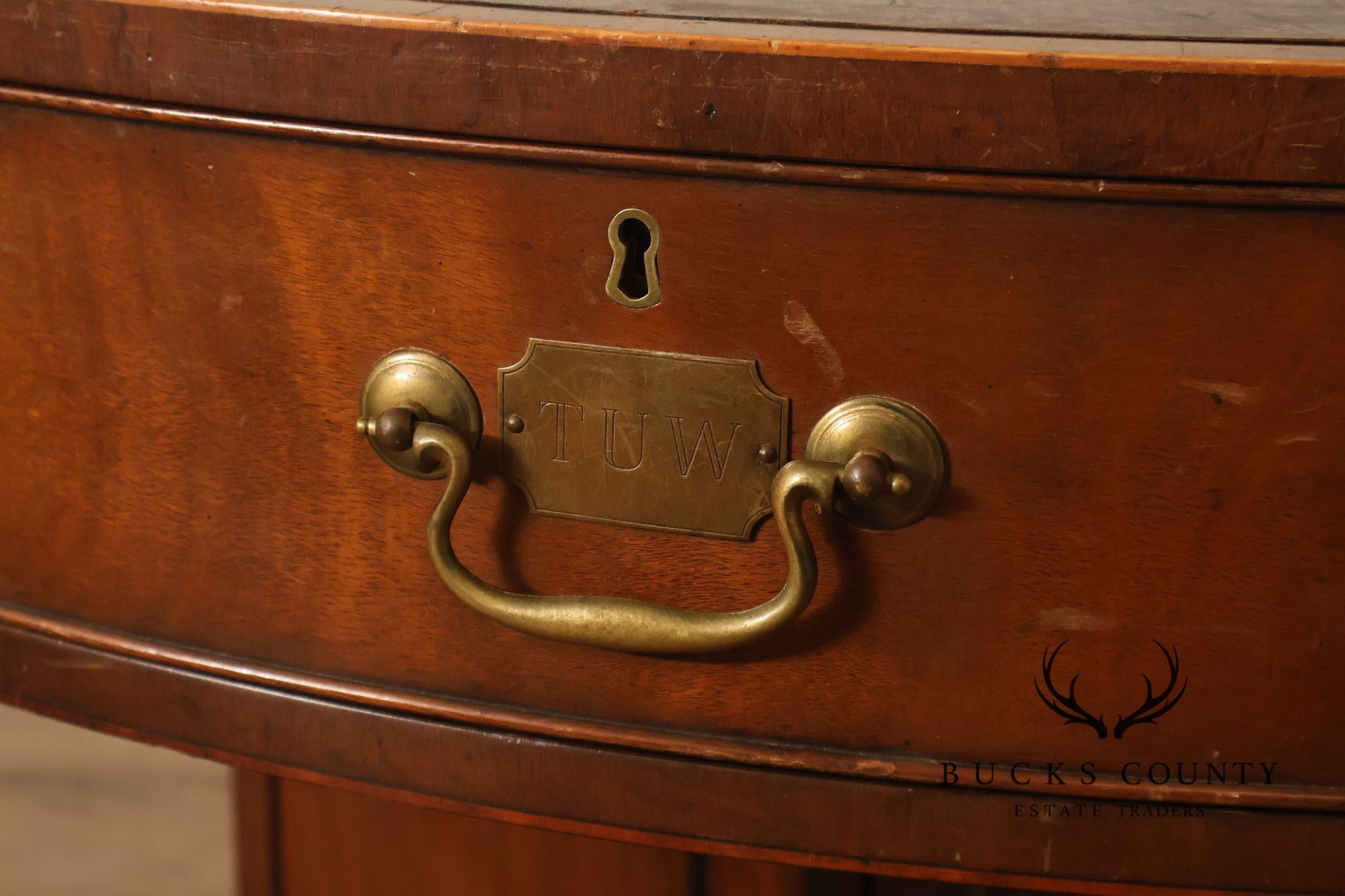 Kittinger Leather Top Round Rent Table With Drawers T295
