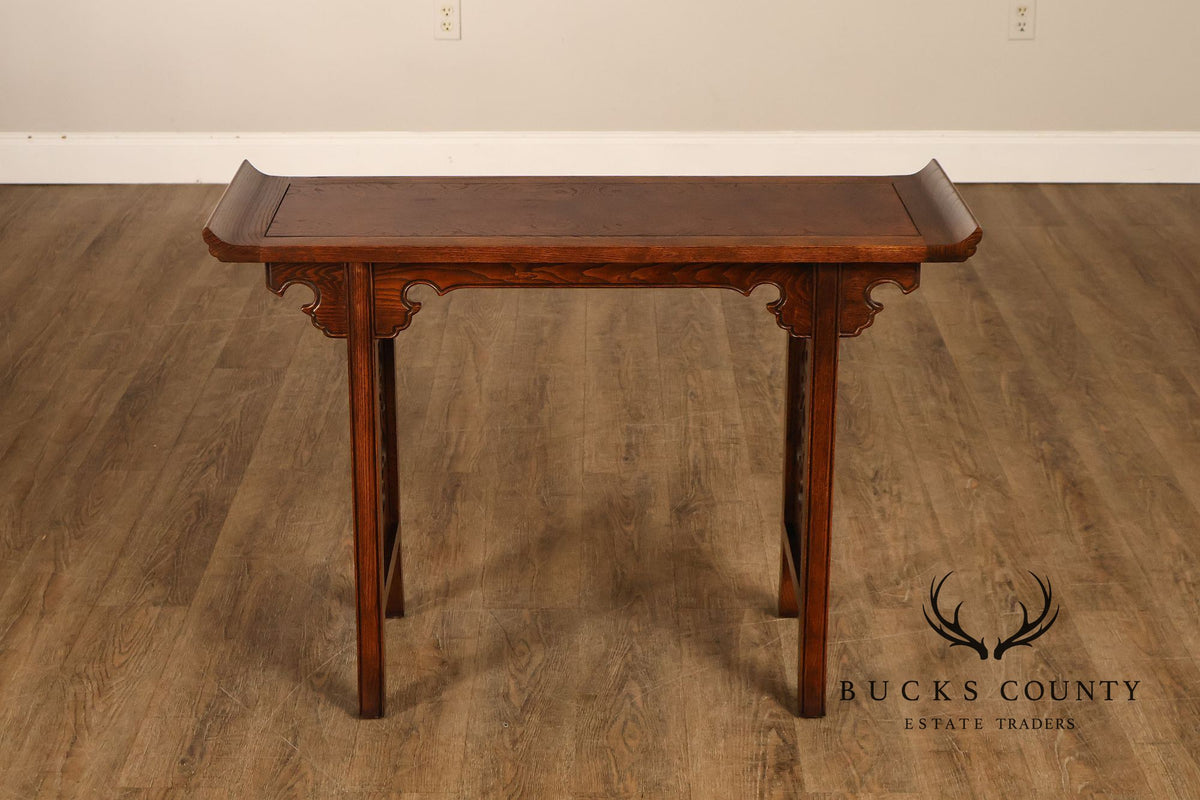 Baker Asian Style Oak Altar Console Table
