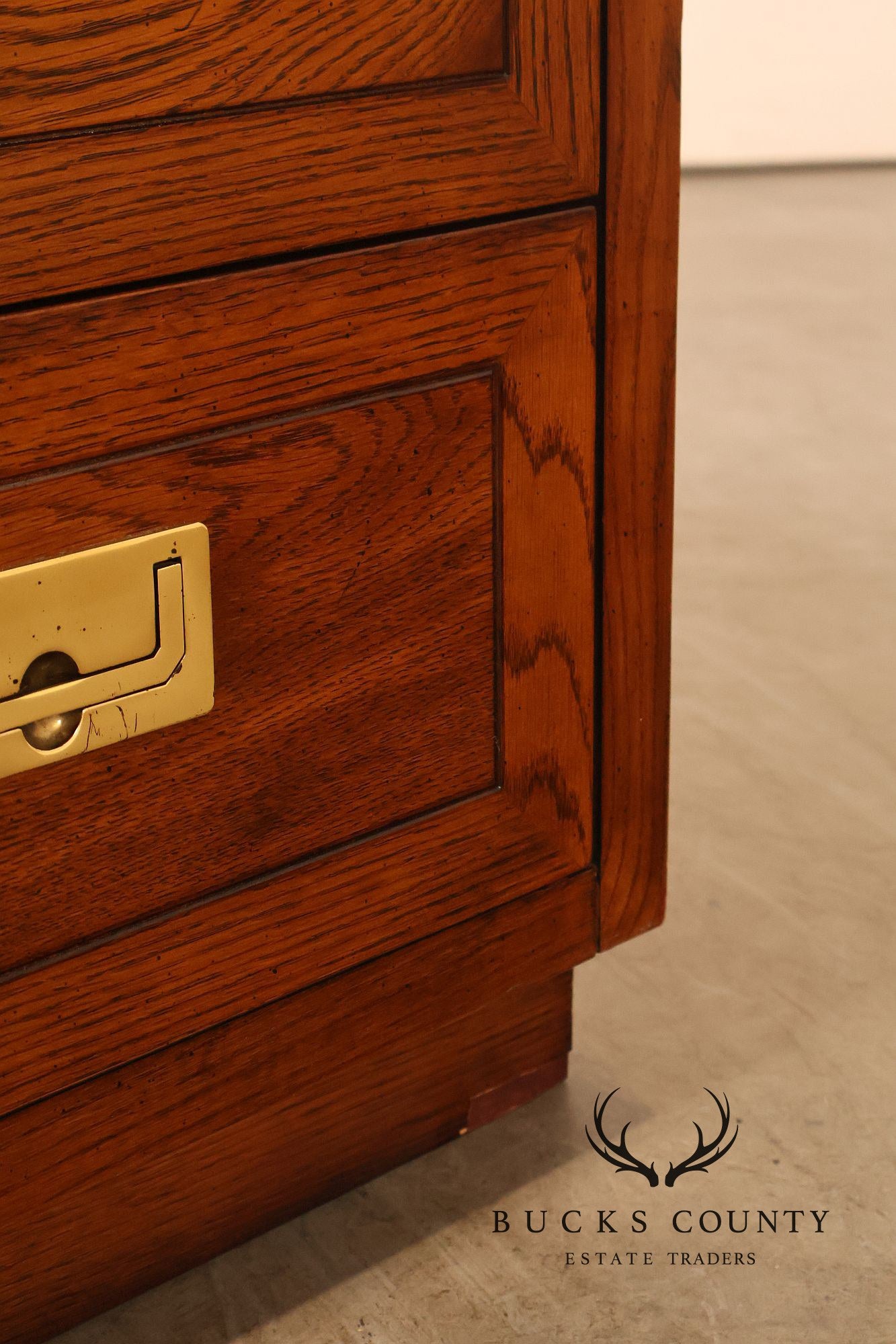 Henredon Campaign Style Oak Seven Drawer Dresser