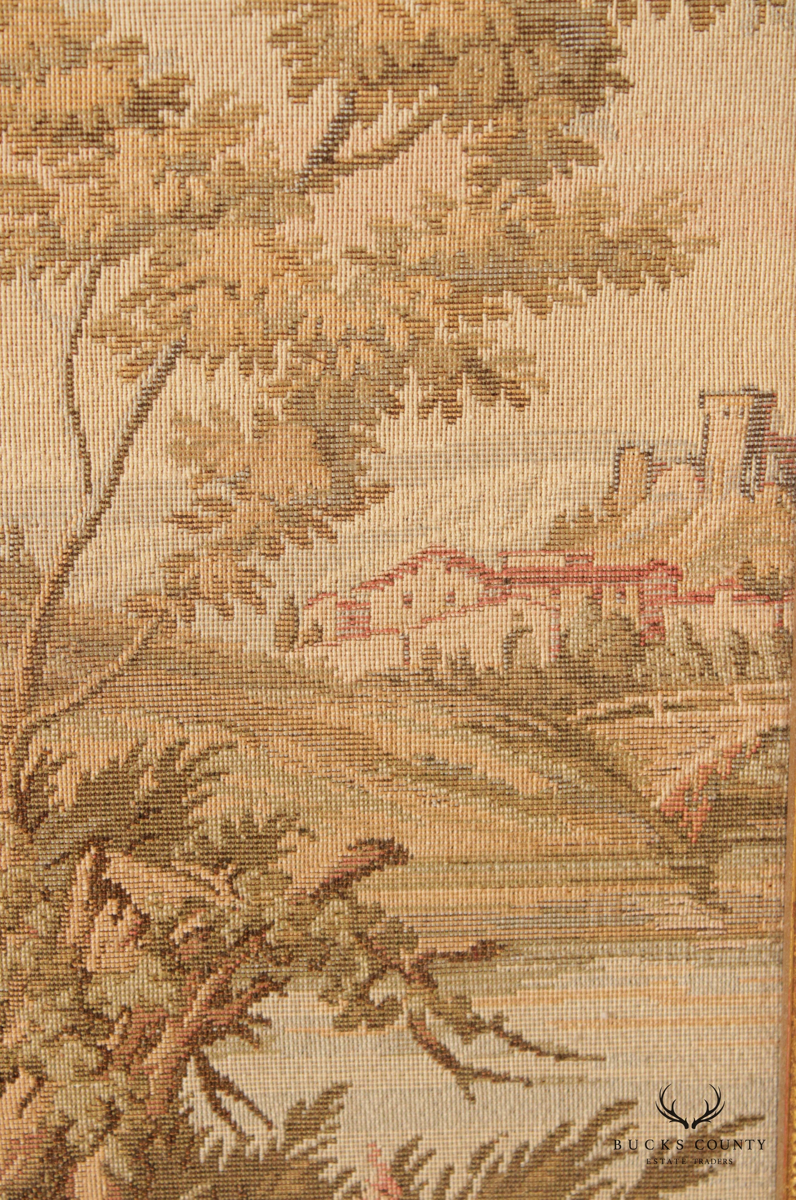Vintage French Rococo Style Custom Framed Needlepoint Tapestry