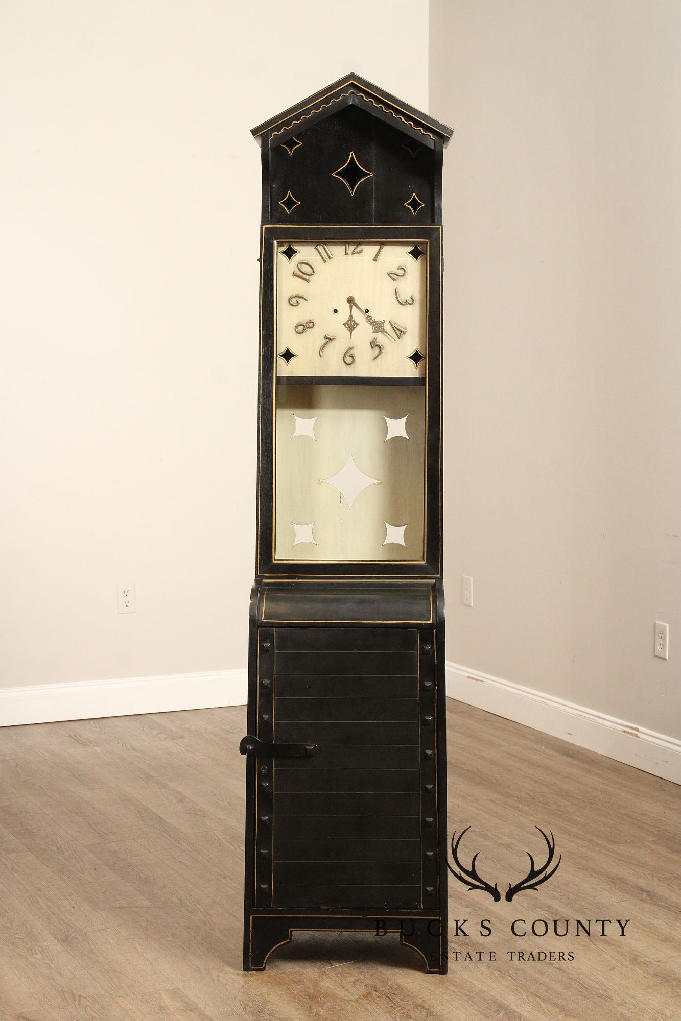 Shop Of The Crafters Antique Oak Ebonized Grandfather Clock