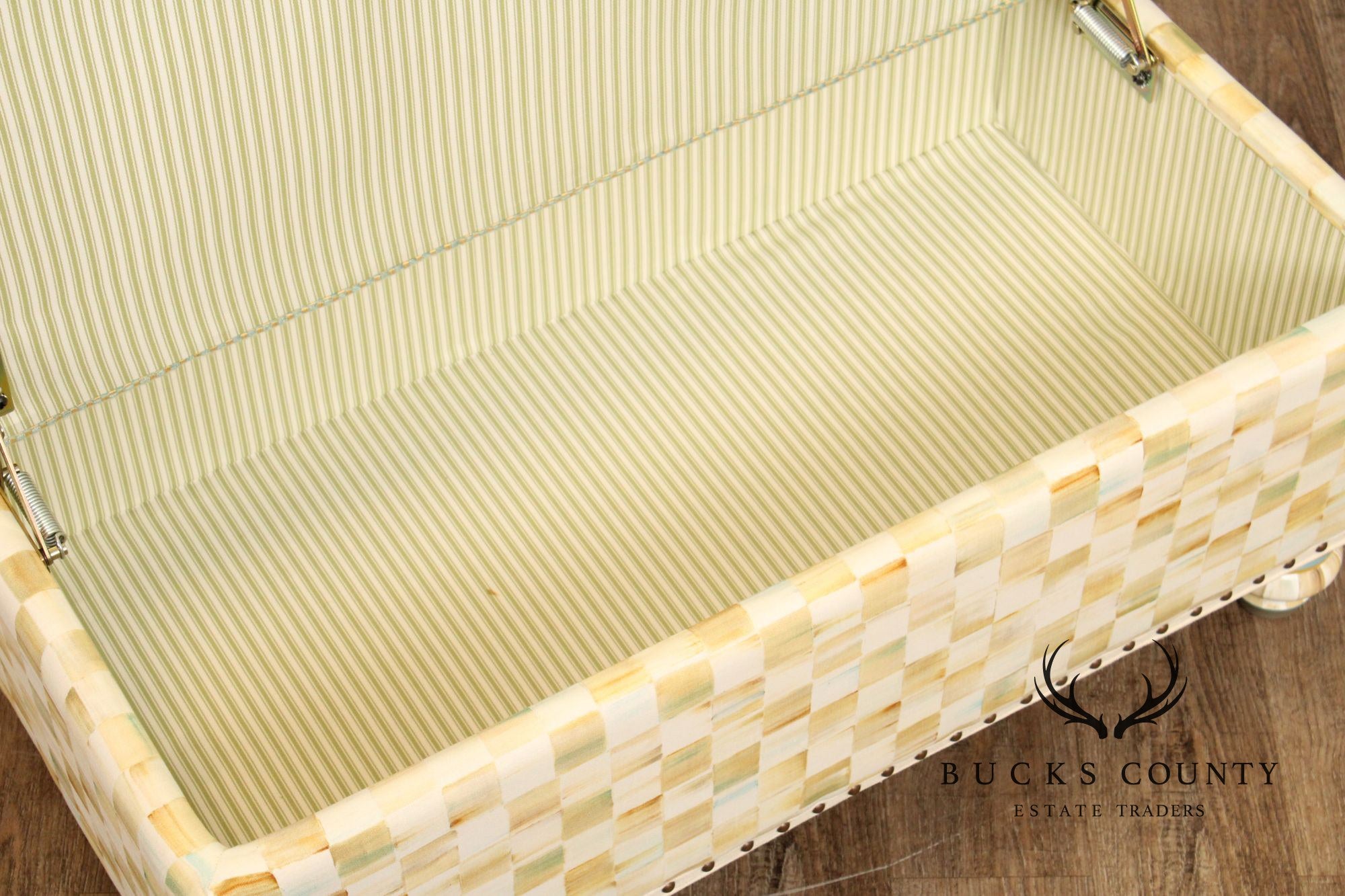 Mackenzie Childs Upholstered Storage Ottoman