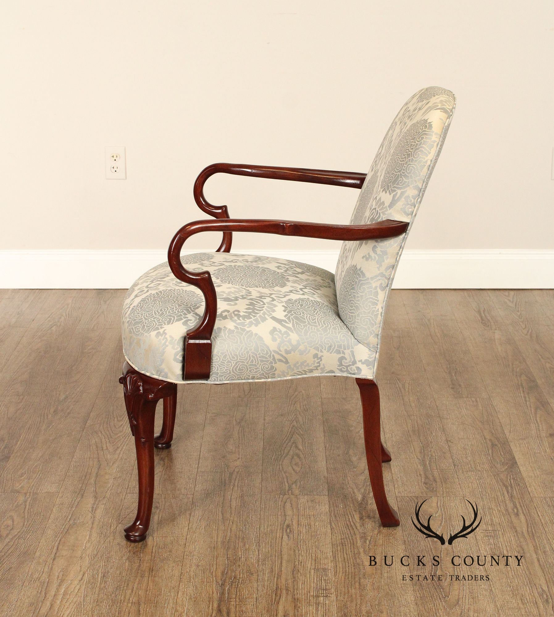 Hickory Chair Queen Anne Style Mahogany Armchair