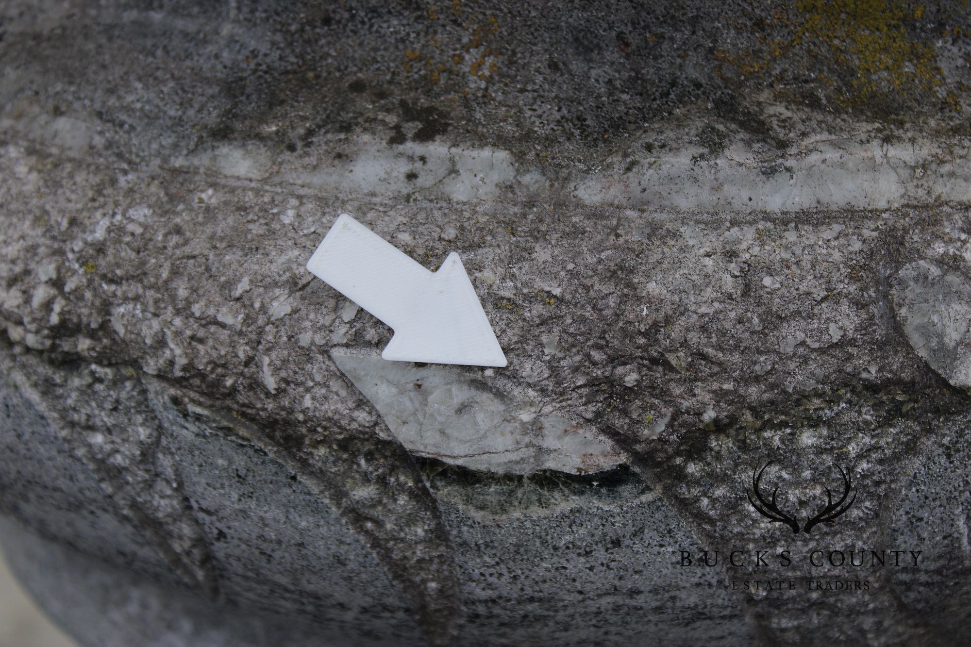 Vintage Pair Of Carved Granite Three-Piece Garden Urns On Pedestals
