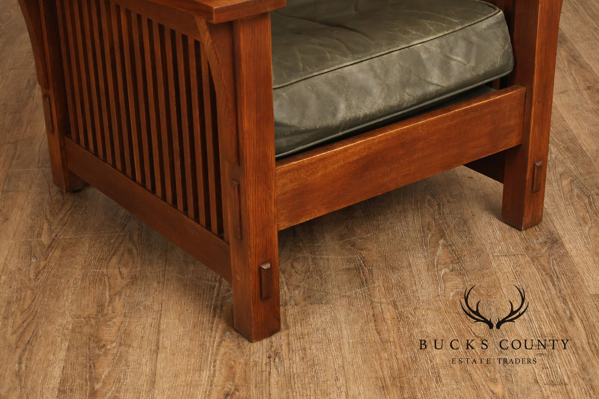 Stickley Mission Collection Oak Bent Arm Morris Chair and Ottoman