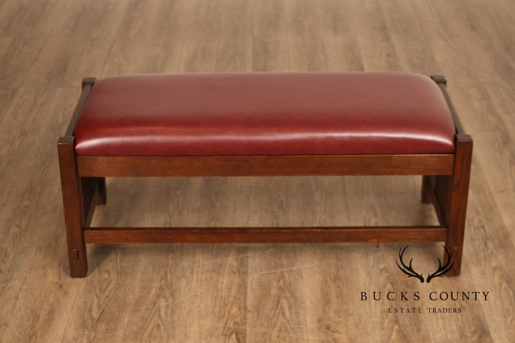 Stickley Mission Collection Oak Upholstered Bench