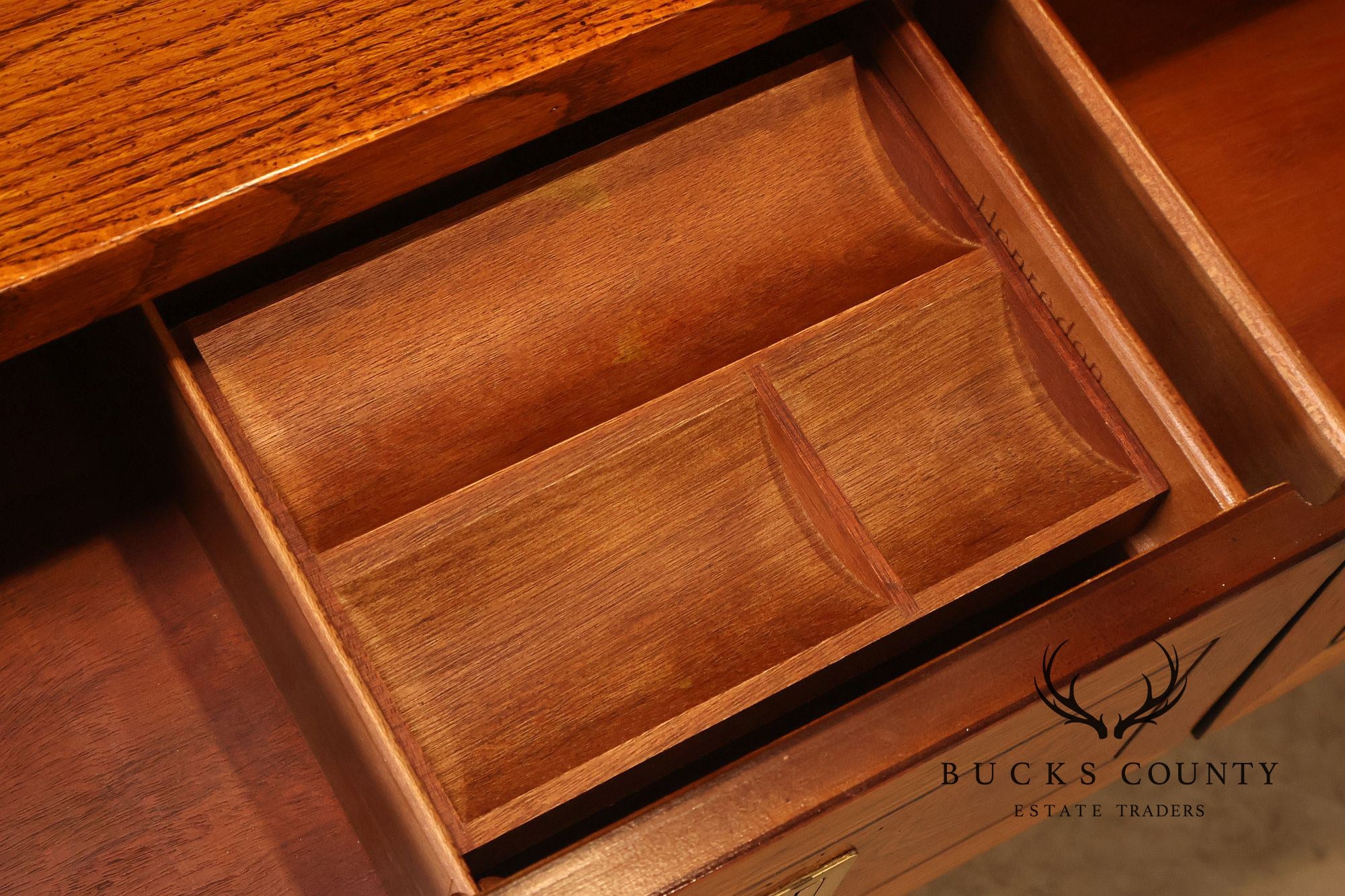 Henredon Campaign Style Oak Seven Drawer Dresser