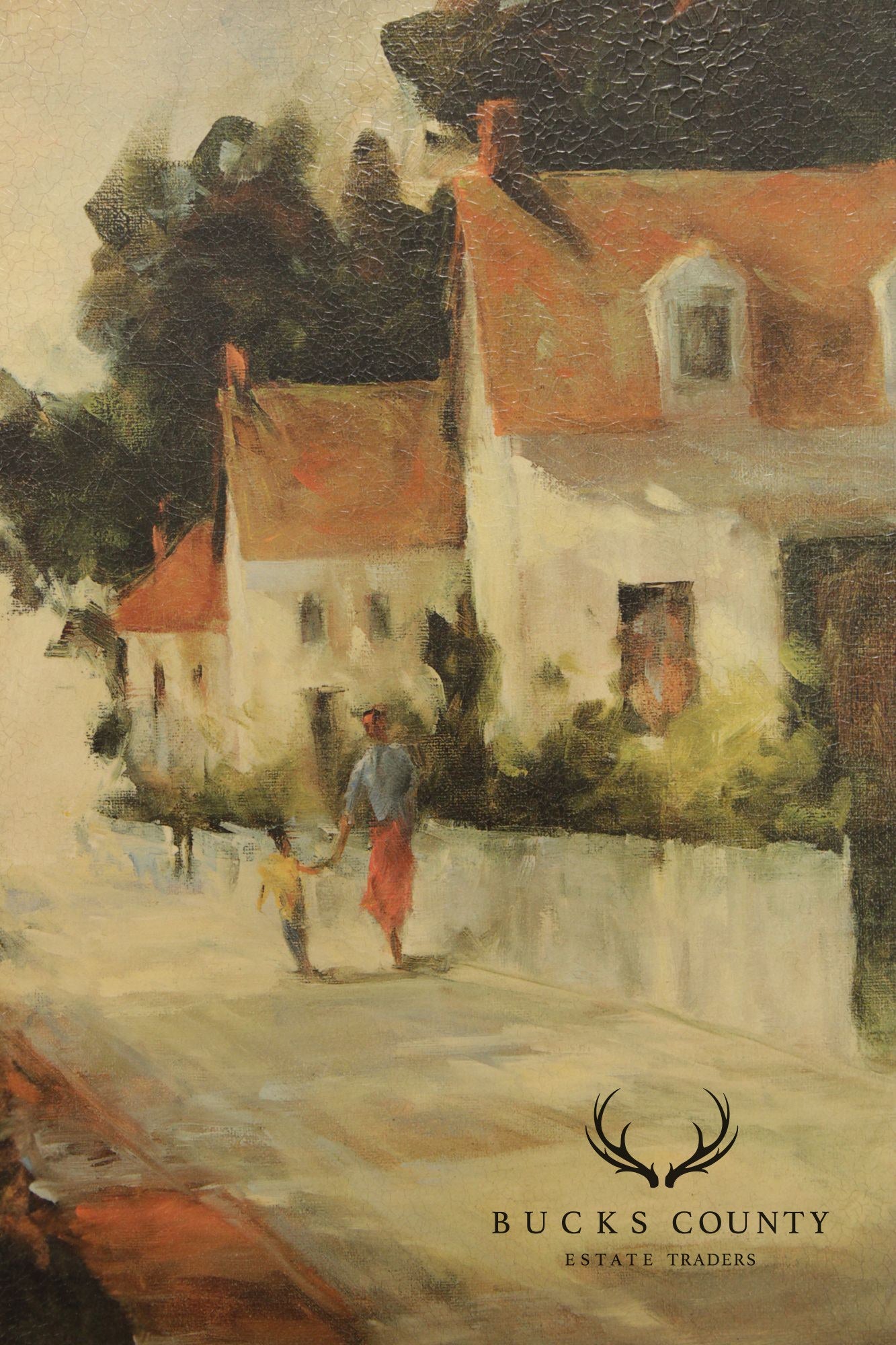 Barbara Applegate Impressionist Style Framed Print on Board, 'On Sea Street'