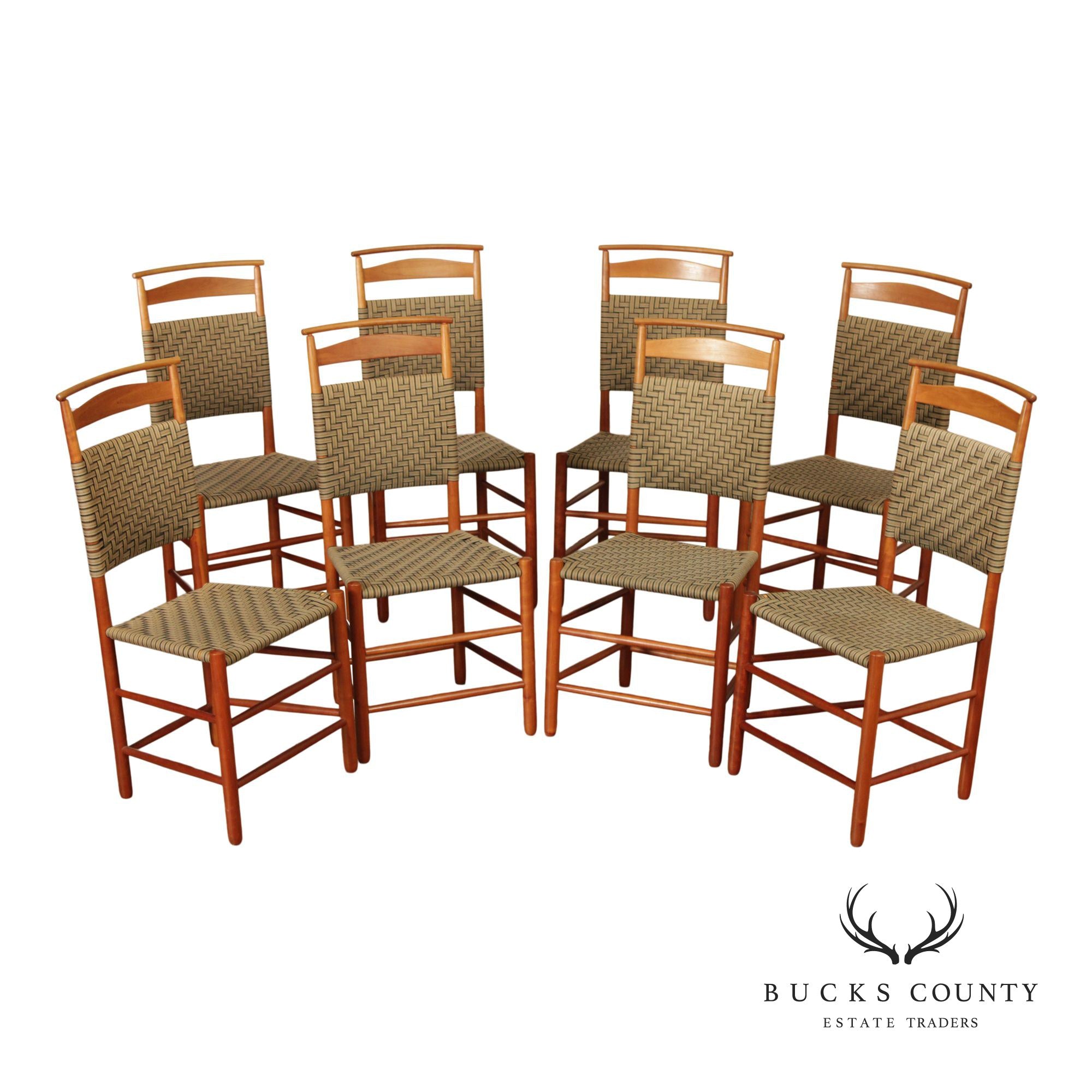 Ian Ingersoll Shaker Style Set of Eight Cherry Dining Chairs