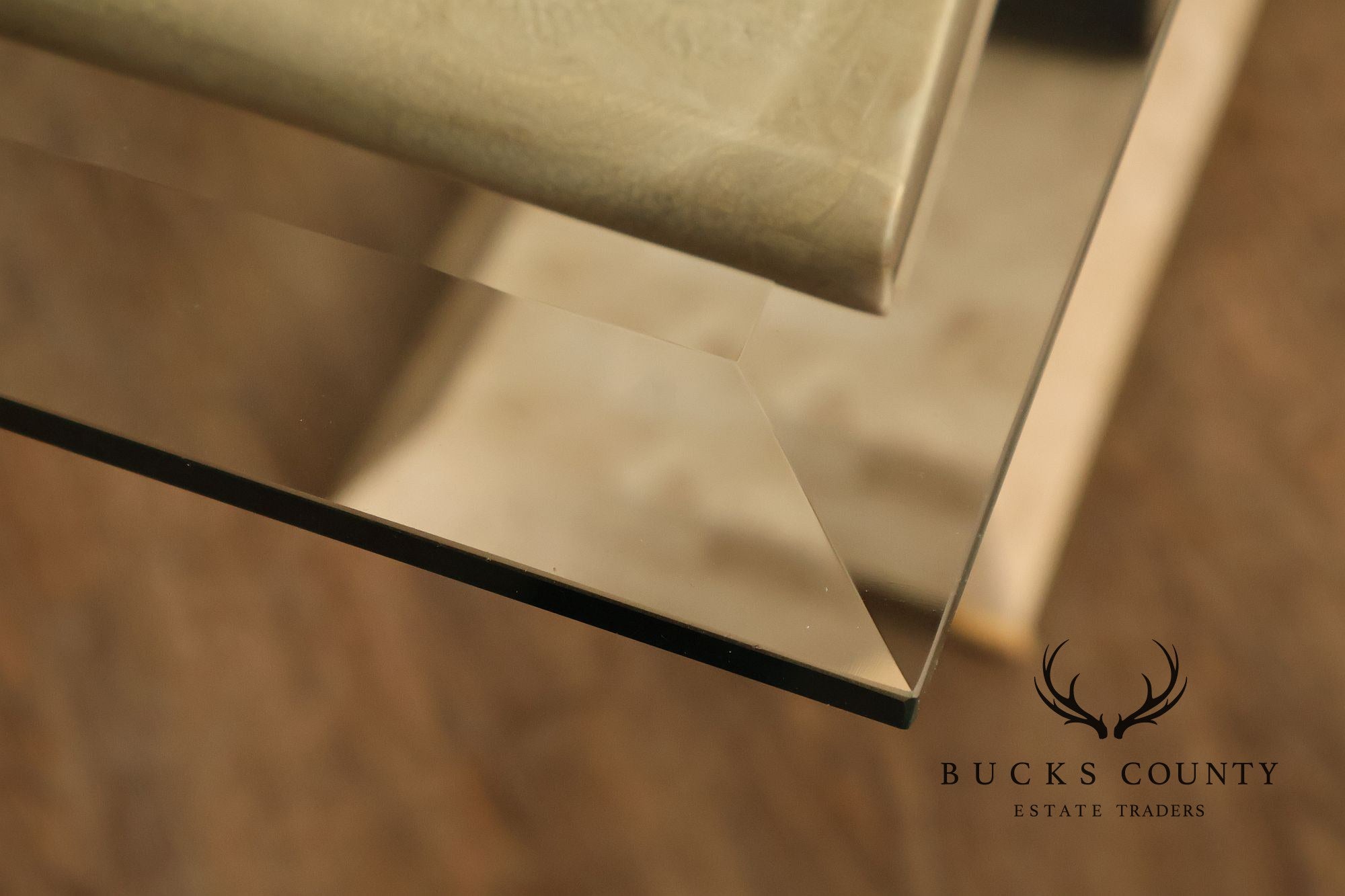 Postmodern Glass Top Travertine Console Table