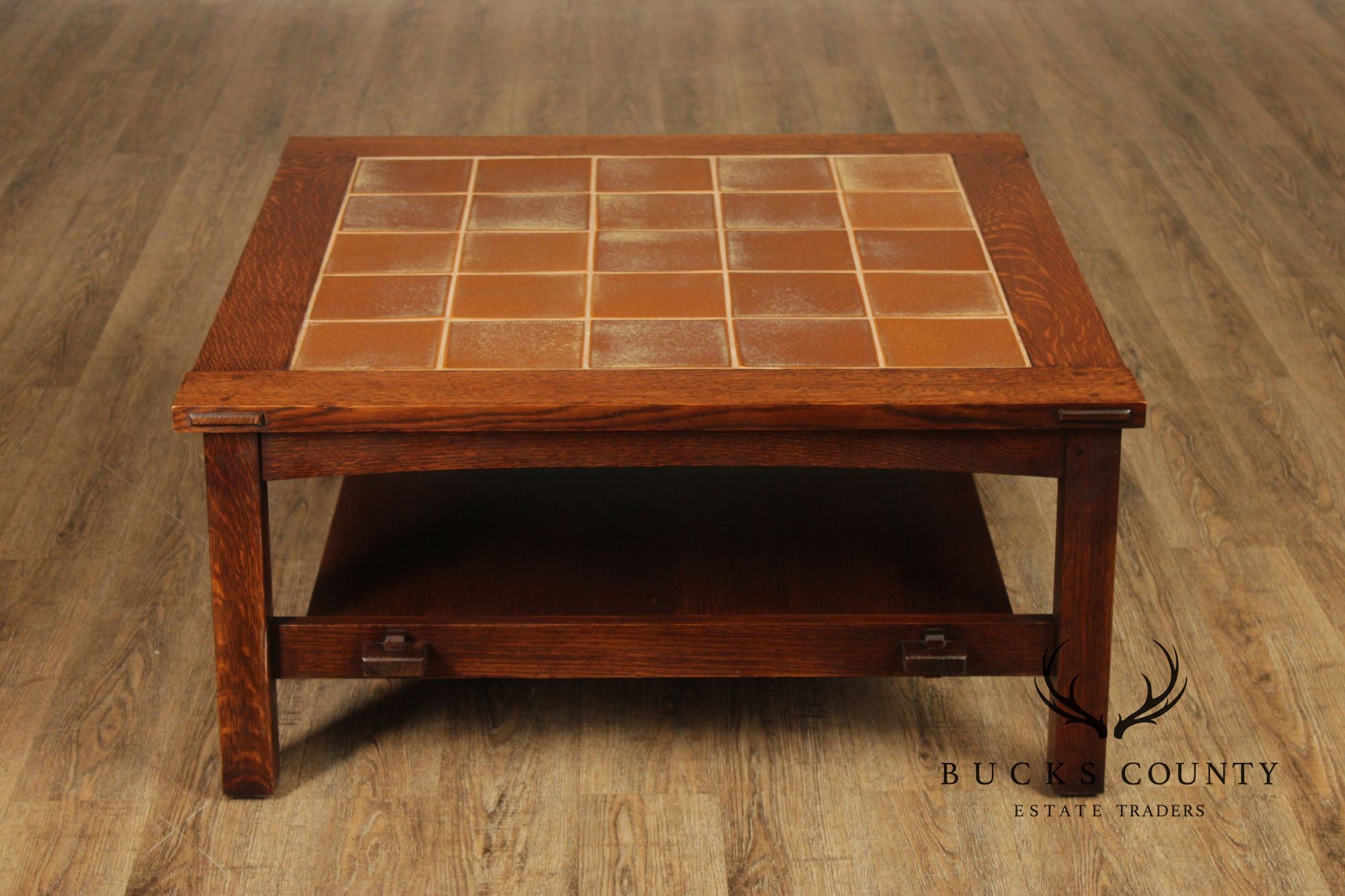 Stickley Mission Collection Oak Tile Top Coffee Table