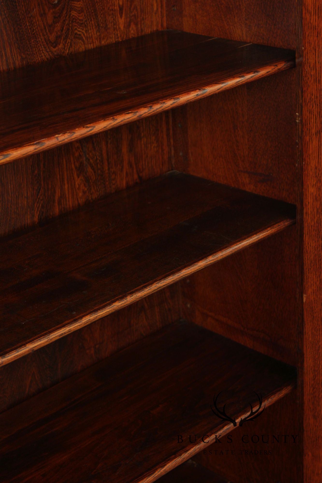 Antique Renaissance Revival Carved Oak Glass Door Bookcase