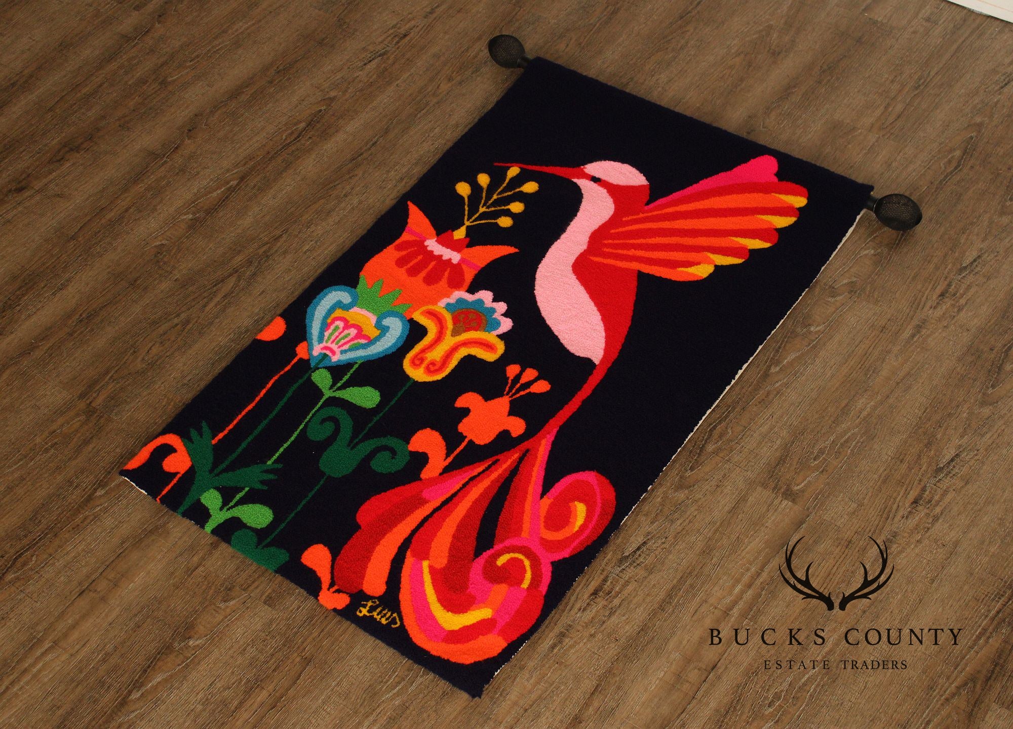 Luis Montiel Folk Art Hummingbird Tapestry