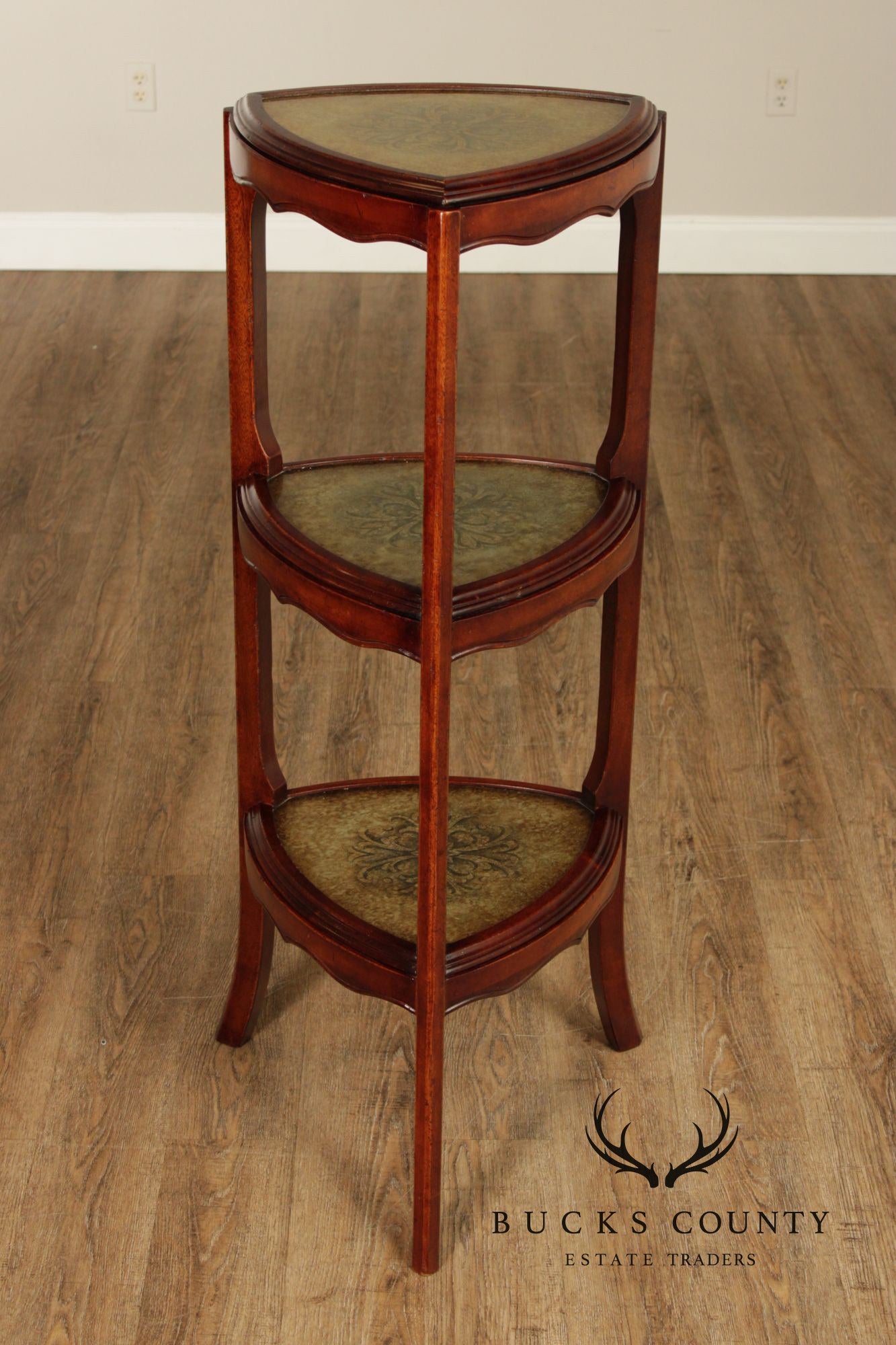South Cone Regency Style Eglomise Three Tier Etagere Stand