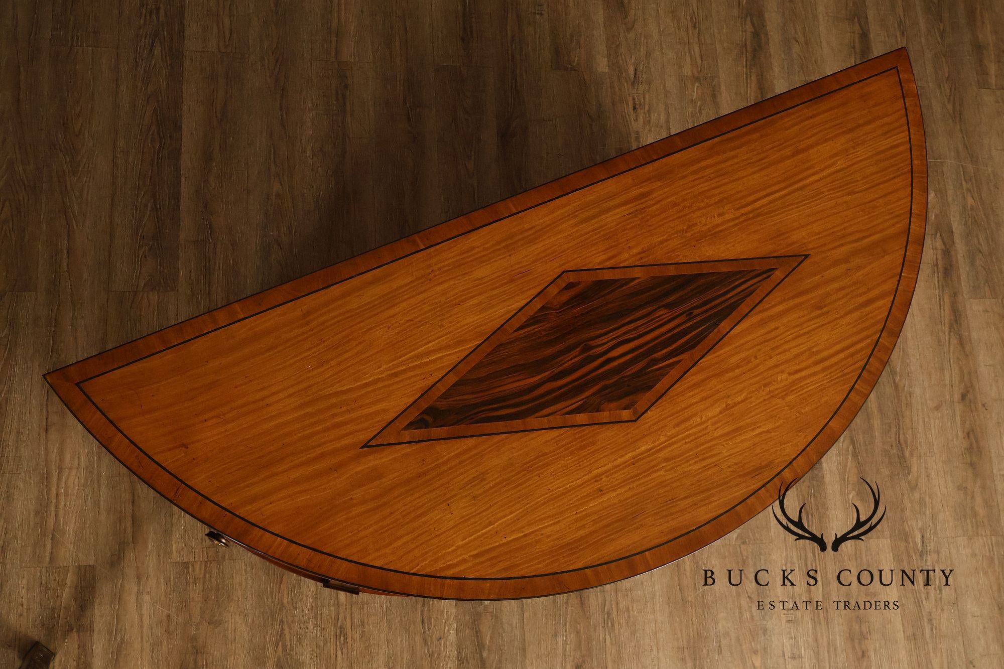 John-Richard Ebony Inlaid Satinwood Demilune Chest