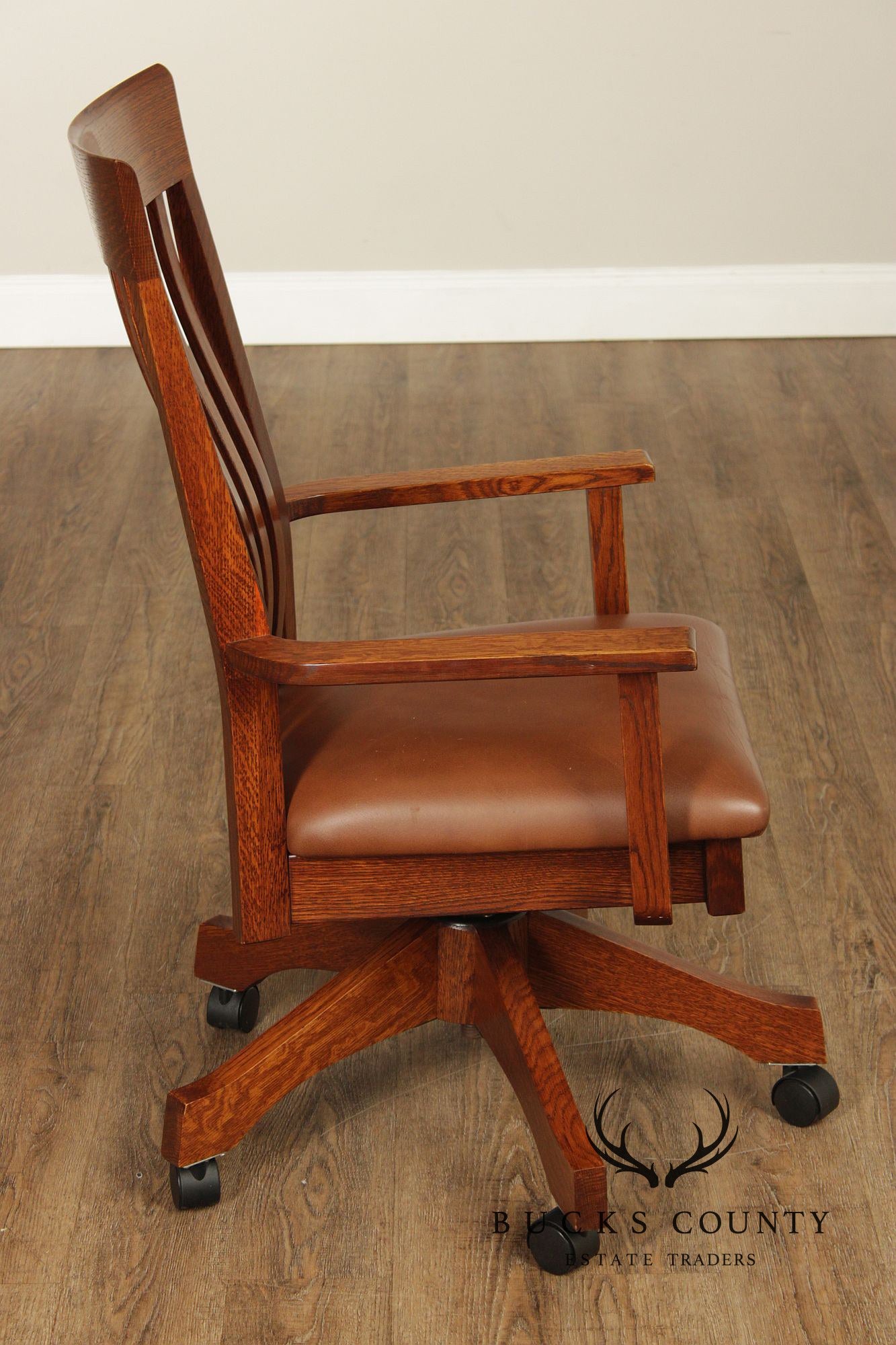 Mission Style Custom Quality Oak and Leather Executive Office Chair