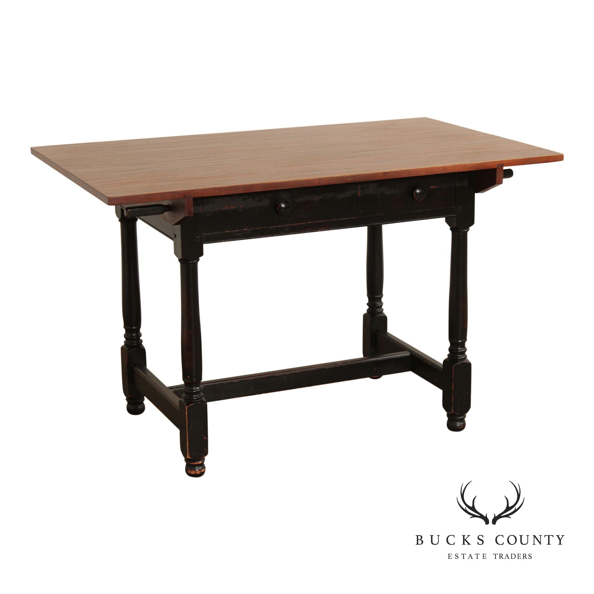 Farmhouse Style Cherry Top Painted Base Dining or Breakfast Table