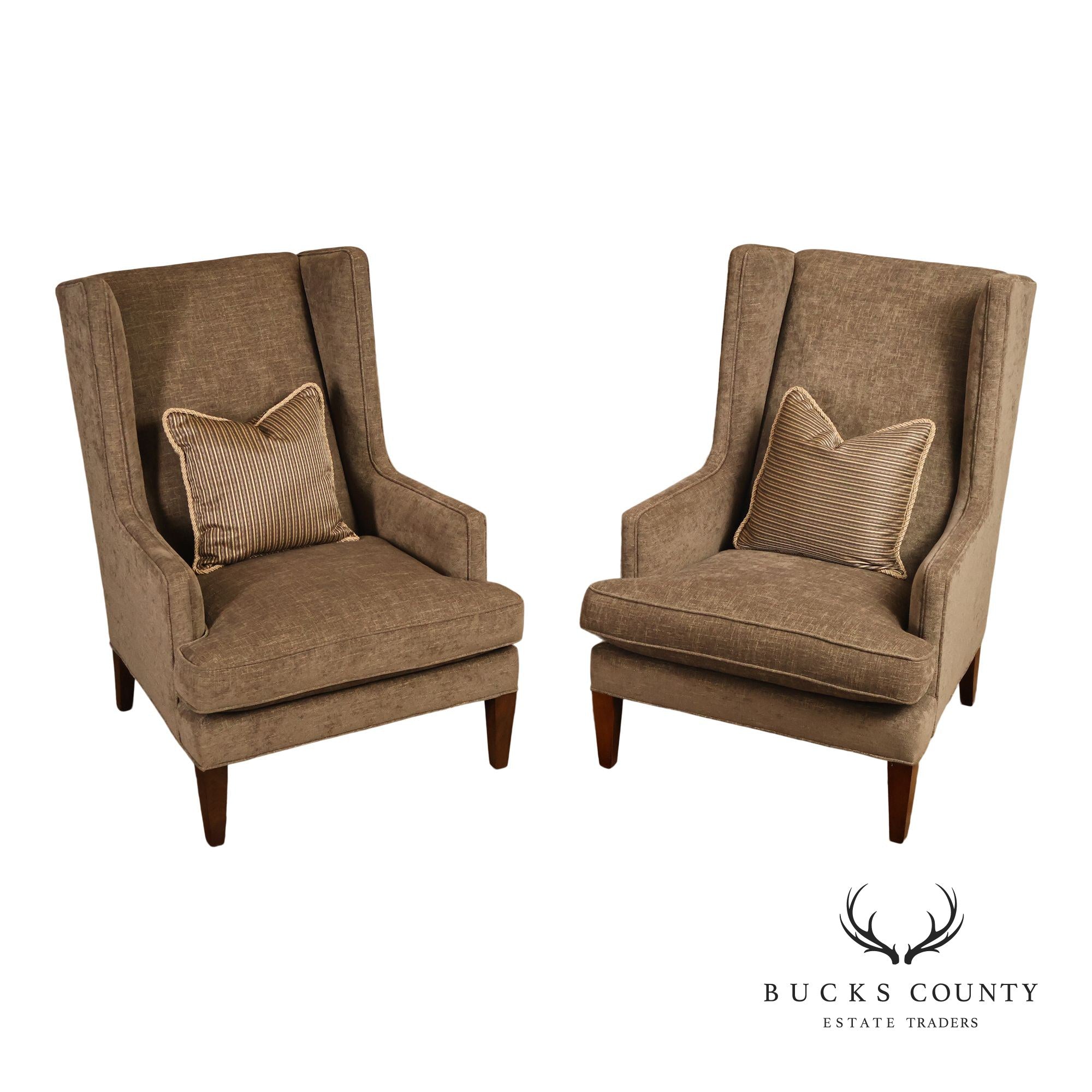 Hickory White Transitional Style Pair of High Back Wing Chairs