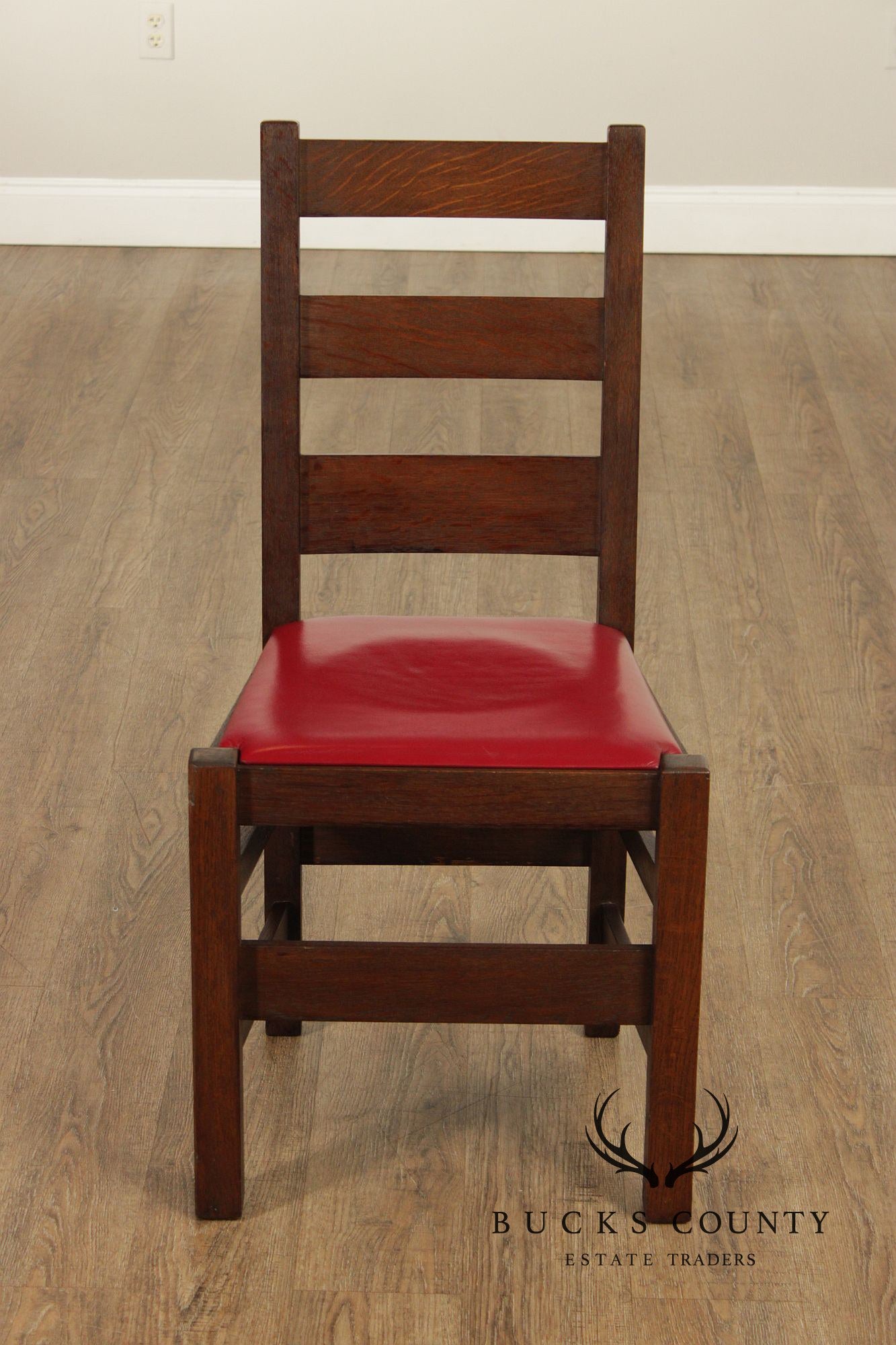 Antique Stickley Brothers Mission Oak Set Of 8 Ladder Back Dining Chairs