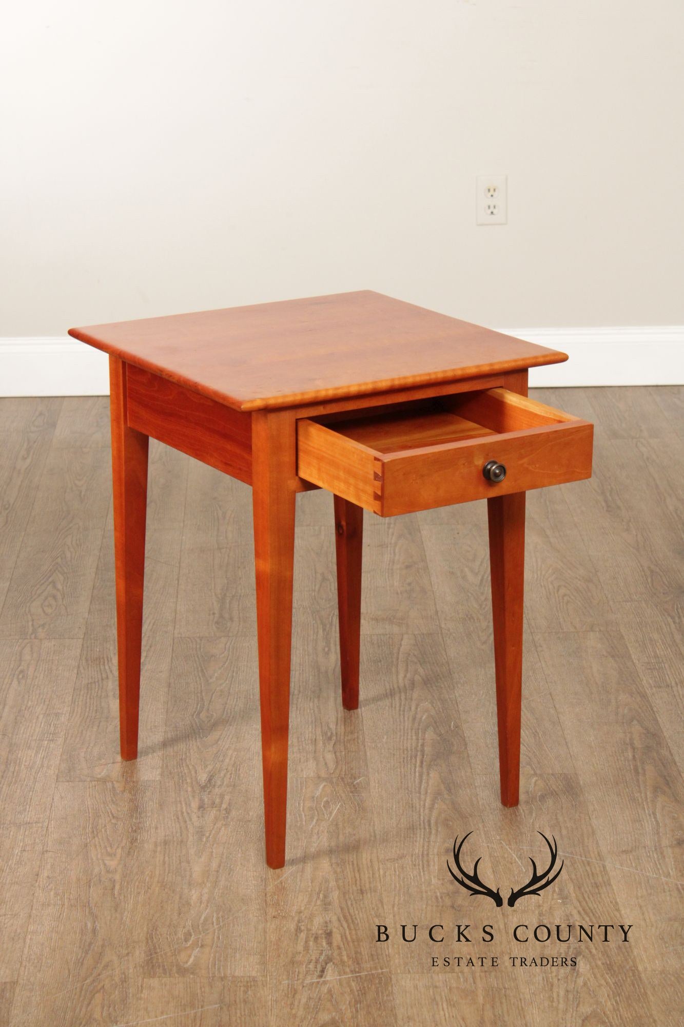 Hepplewhite Style Custom Crafted Pair of Cherry One Drawer Work Stands