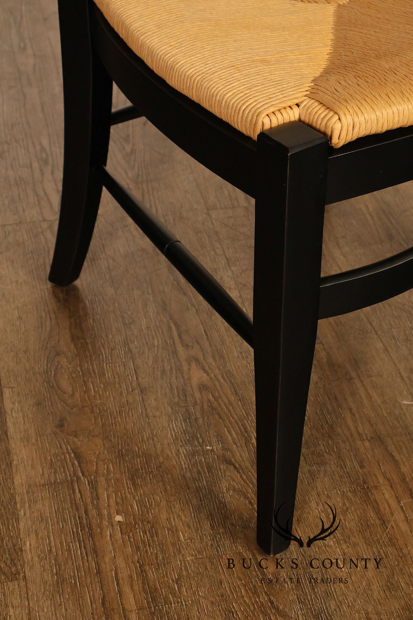 Ethan Allen 'Maison' Set of Seven French Country Style Rush Seat Dining Chairs