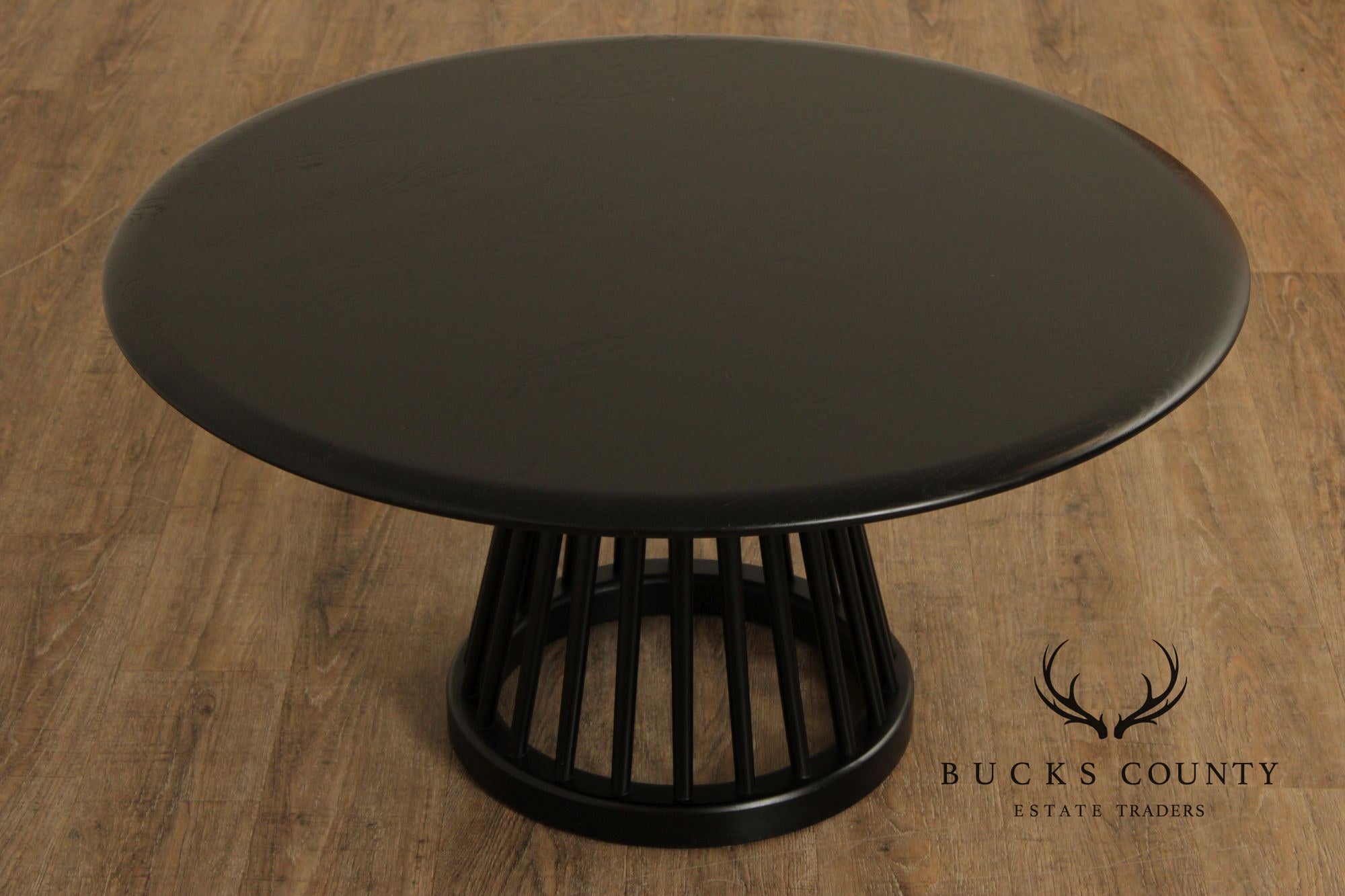 Tom Dixon Modern 'Fan' Oak Round Black Coffee Table