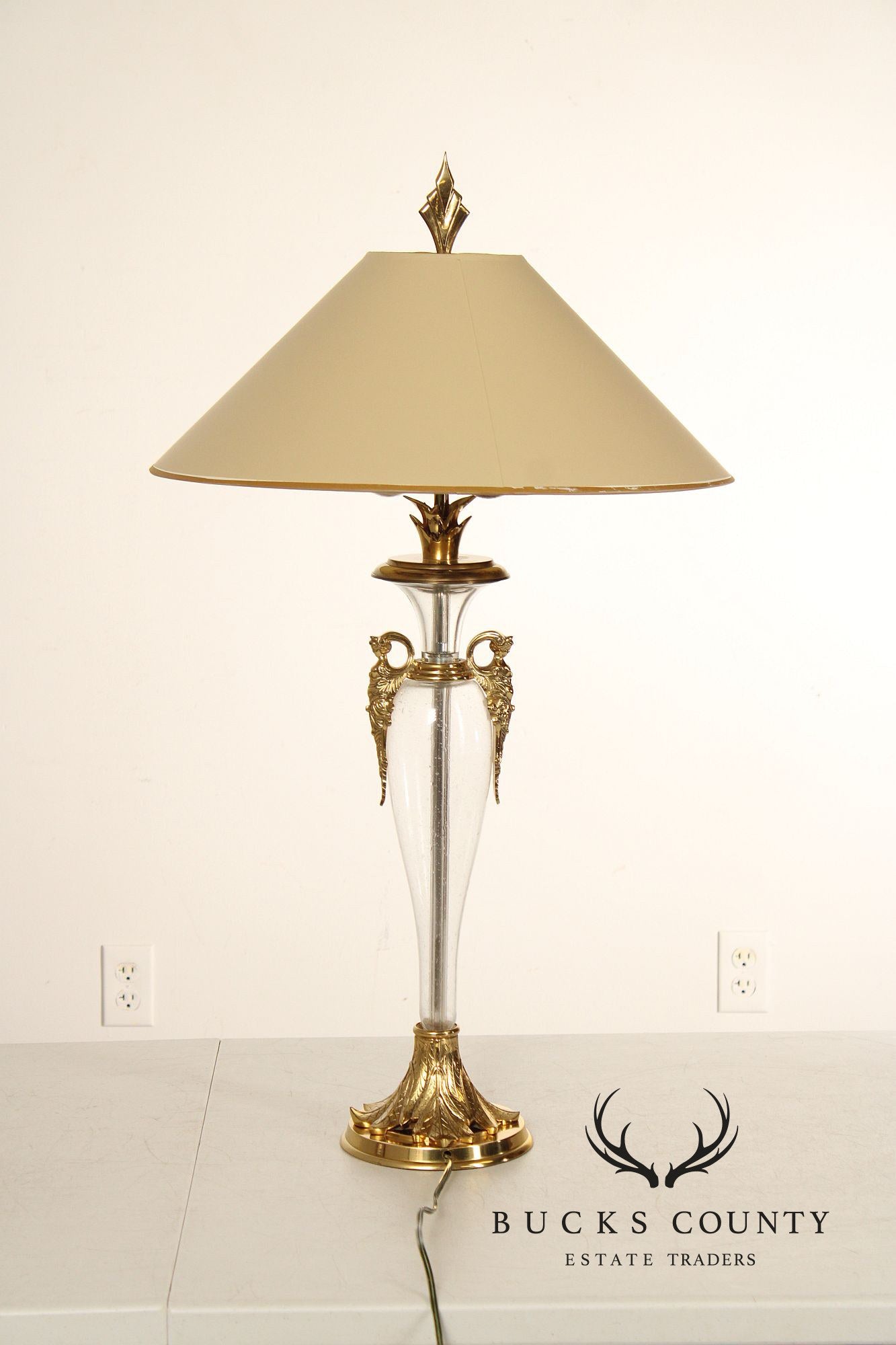 Chapman Pair of Brass and Glass Table Lamps