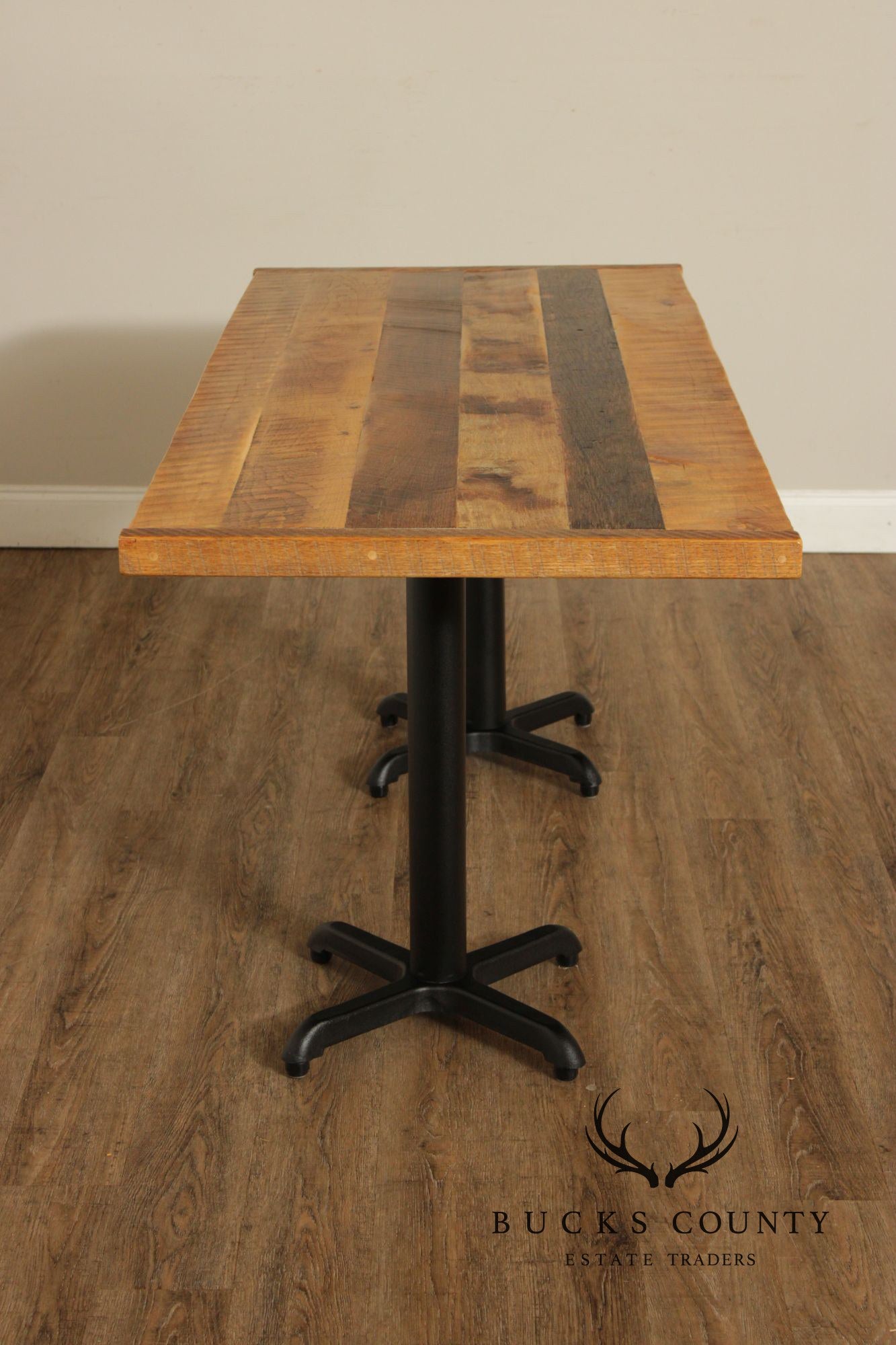 Industrial Style Reclaimed Wood Top Iron Base Dining Table