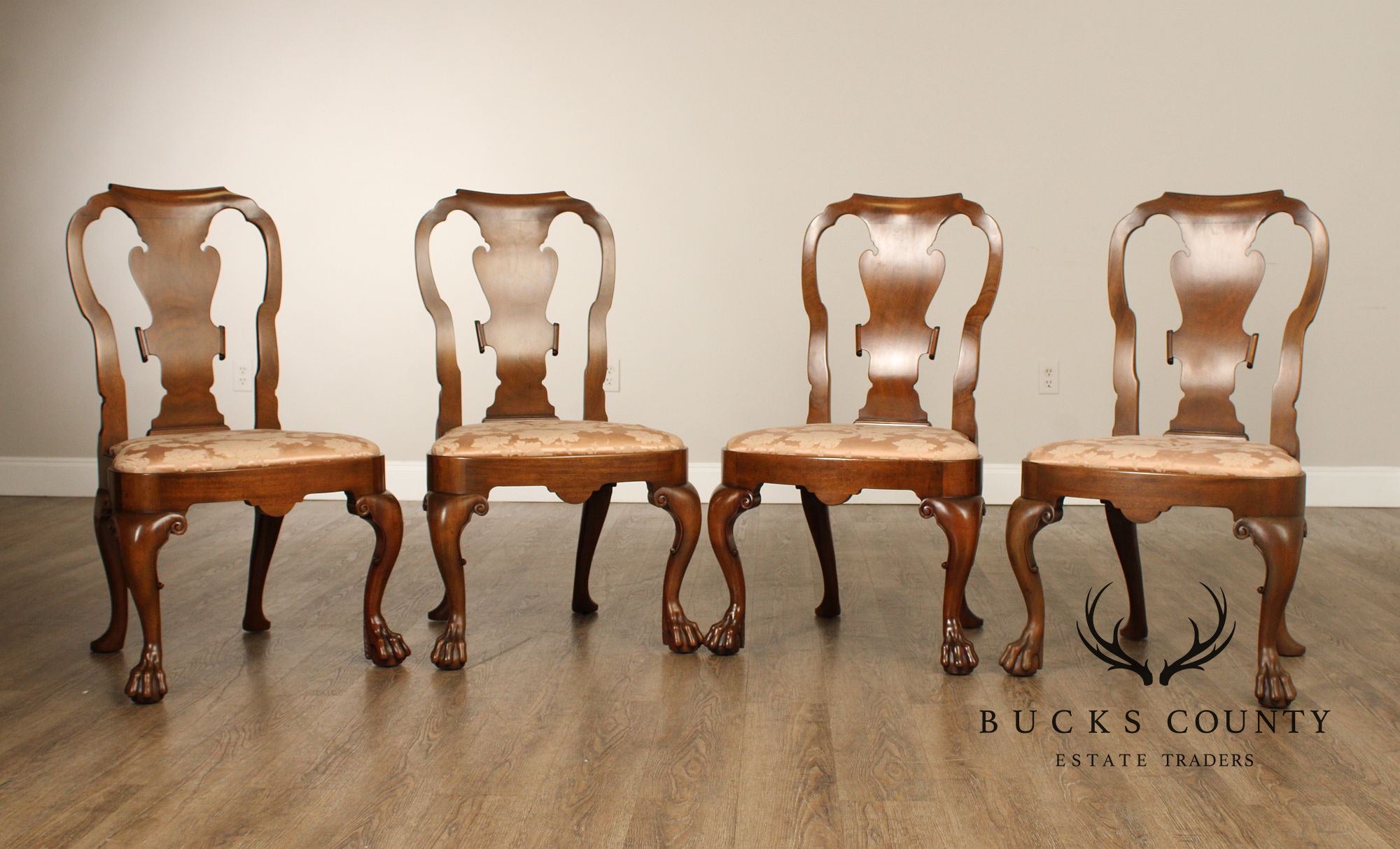 Kittinger Colonial Williamsburg Collection Set Of Four Mahogany Georgian Style Dining Chairs CW180