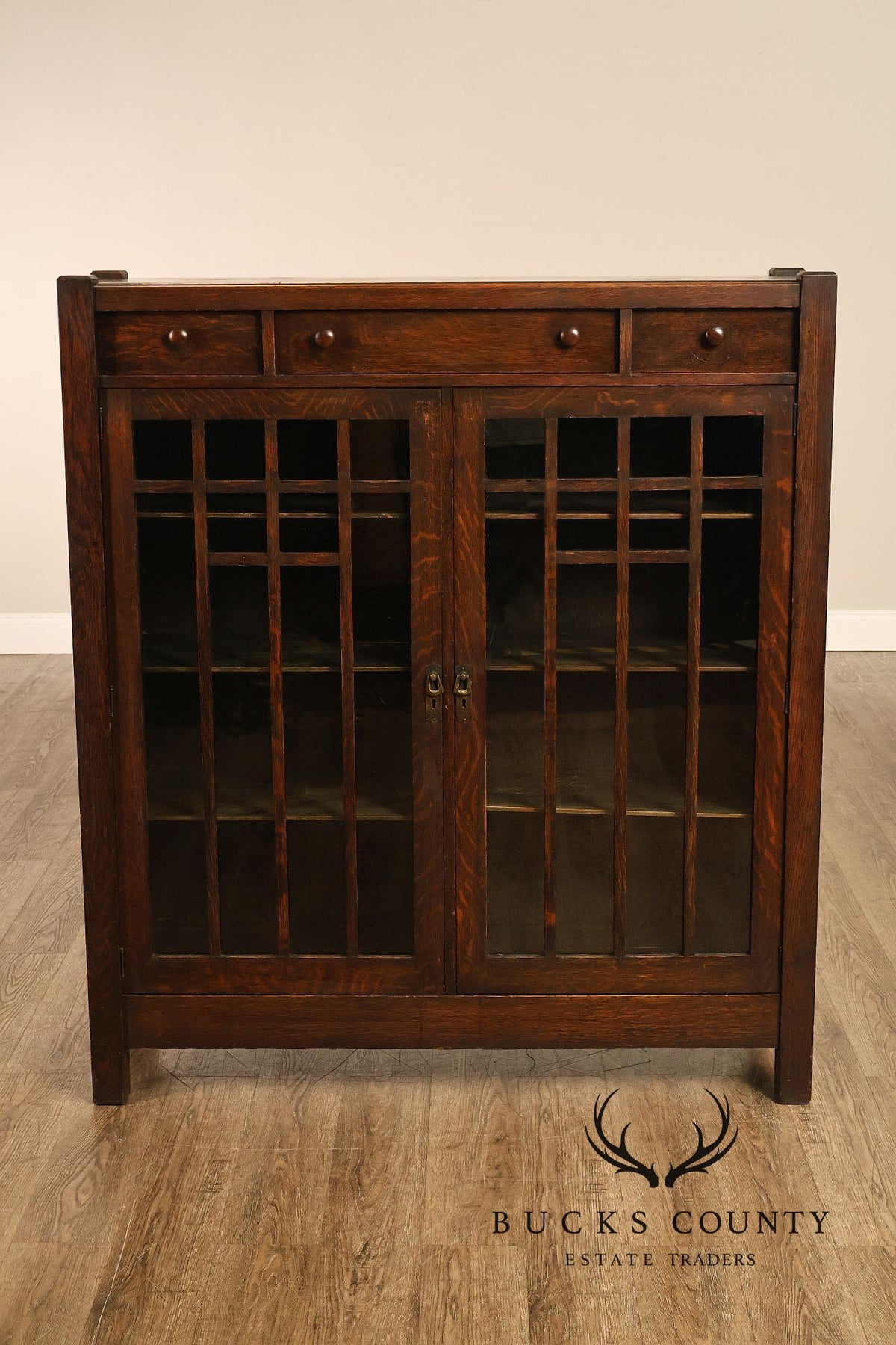 Antique Lifetime Furniture Mission Oak Bookcase Cabinet