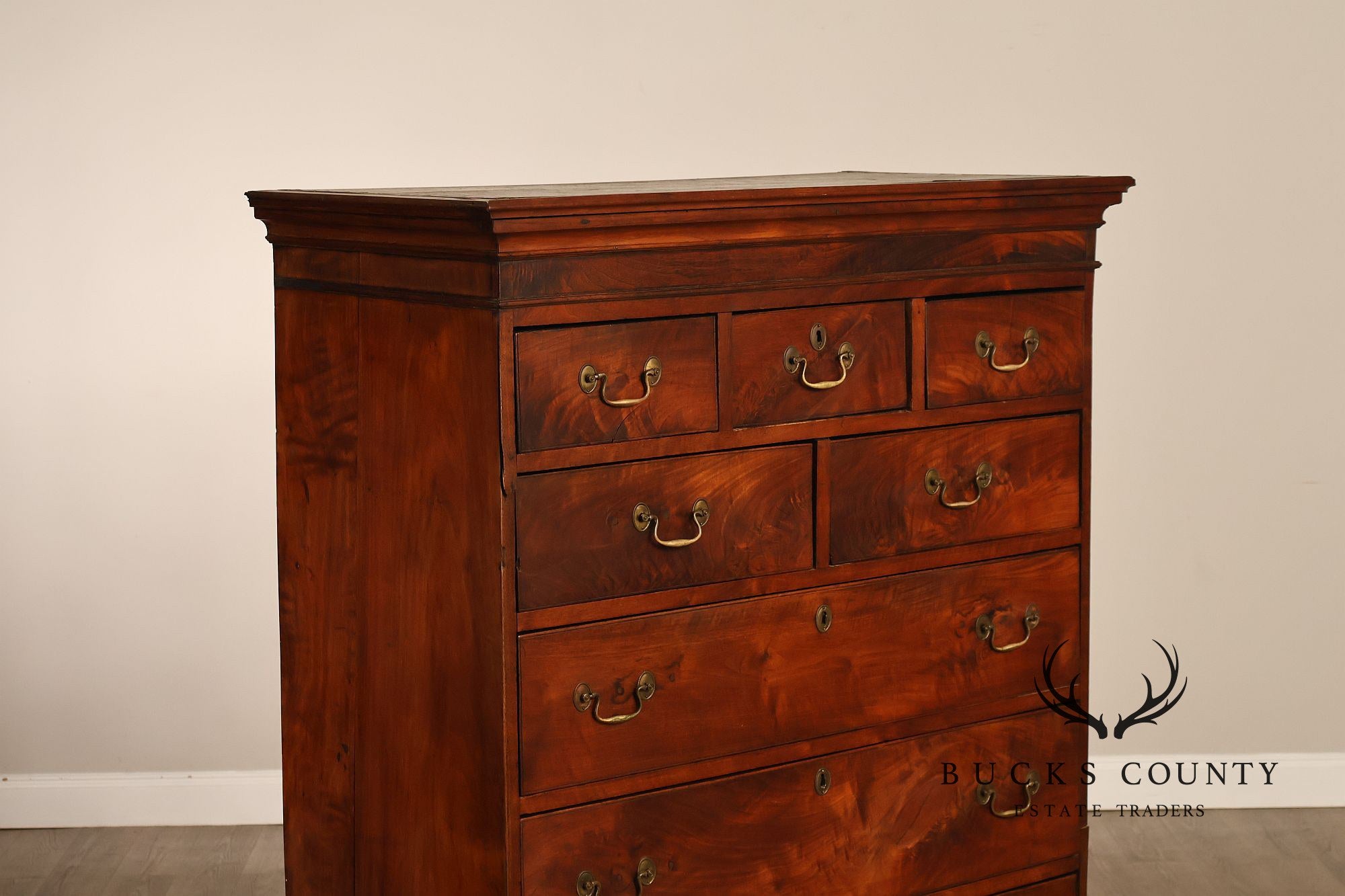 Antique 18th Century American Walnut Tall Chest Of Drawers