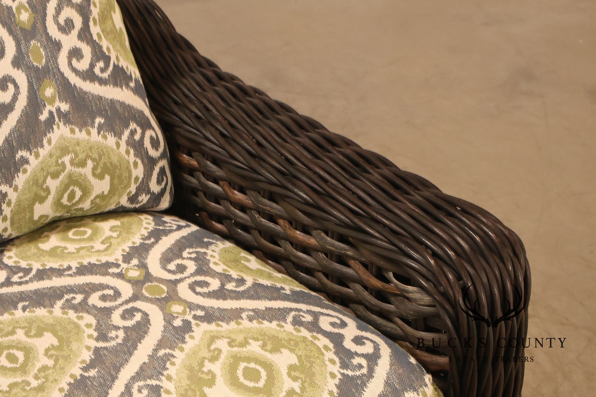 Lane Venture Woven Wicker Outdoor Sofa With Patterned Cushions