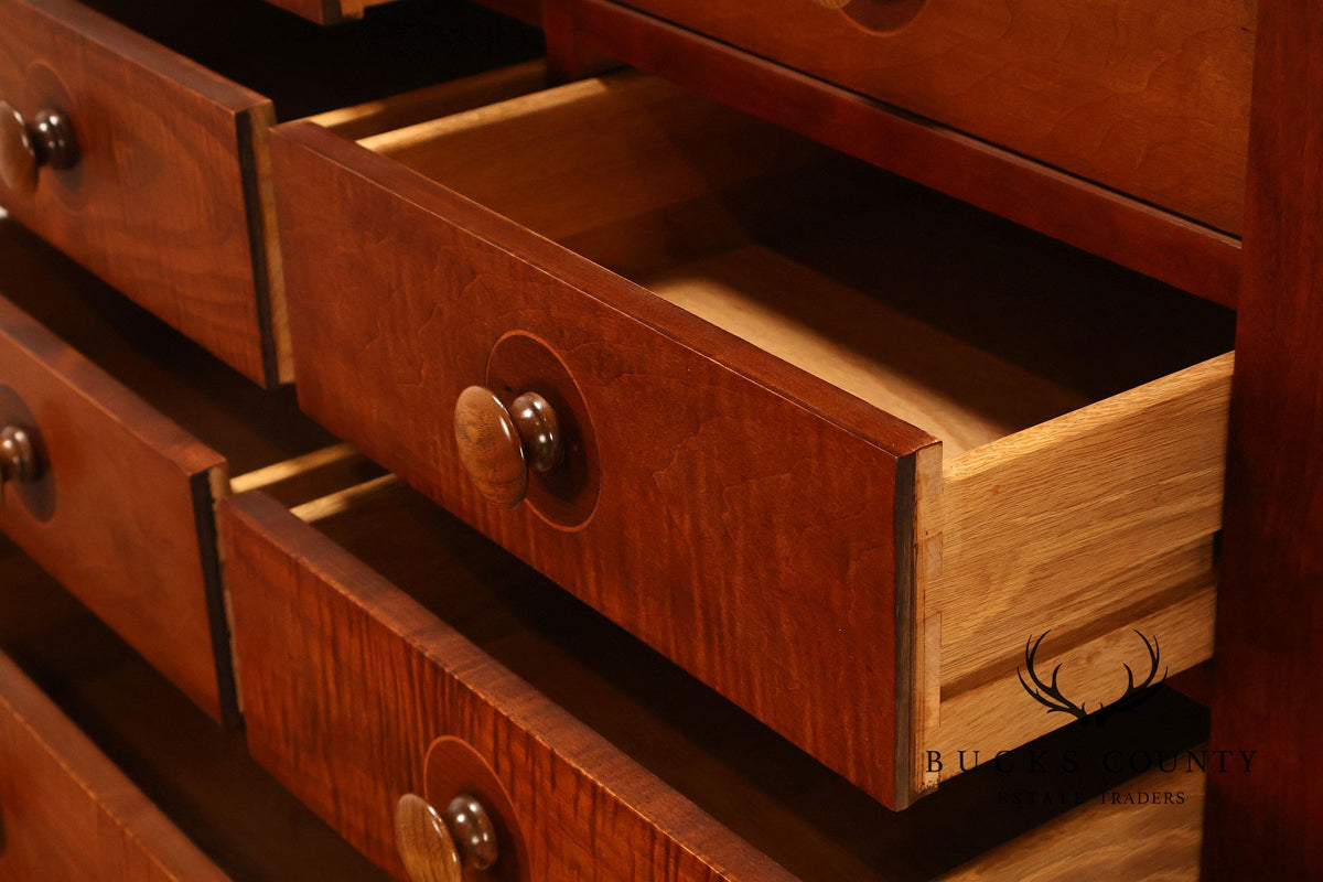 Stickley Mission Collection Harvey Ellis Cherry Inlaid Tall Chest Of Drawers