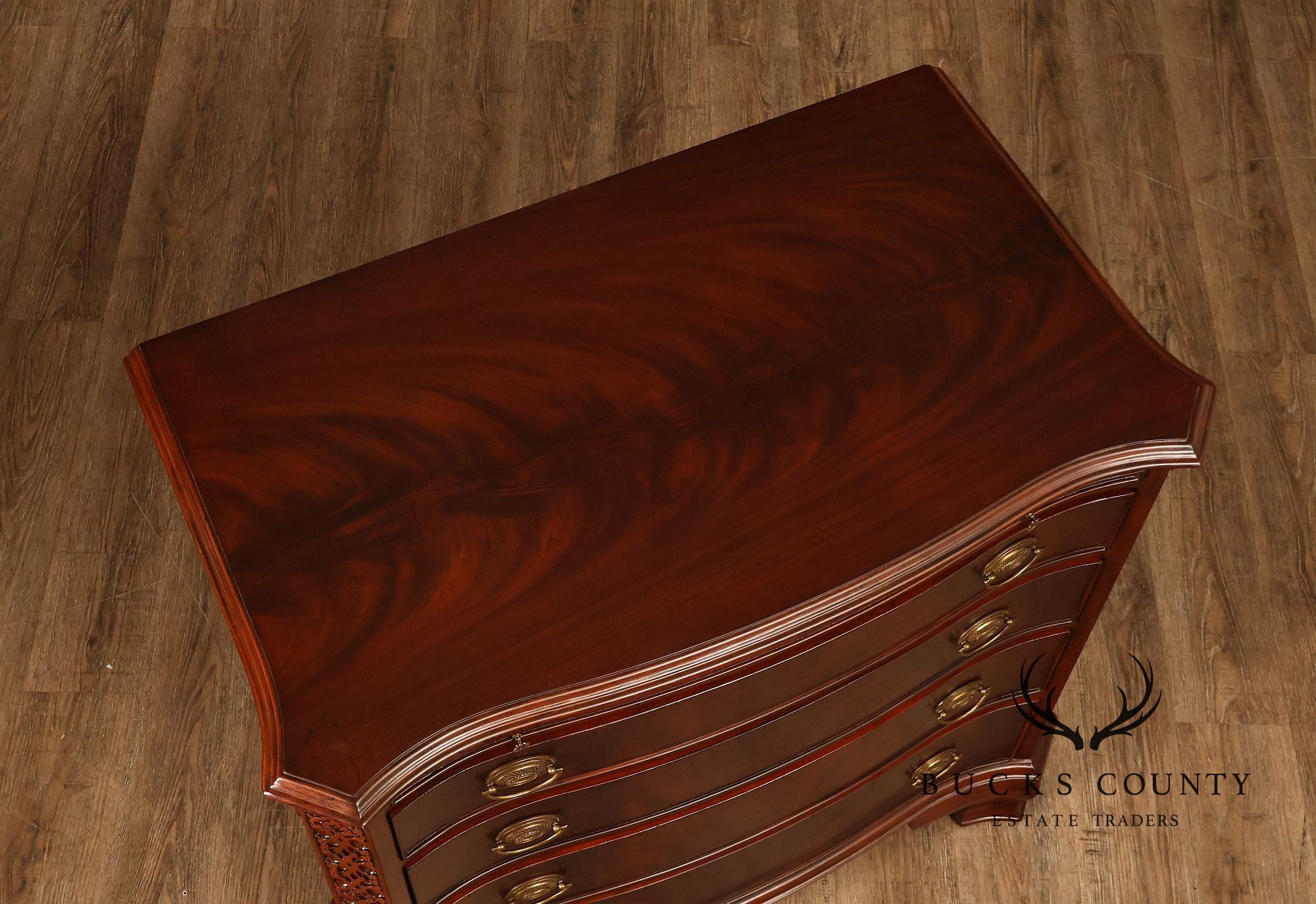 Maitland Smith Georgian Style Mahogany Carved Pair Of Mandolin Bachelors Chests