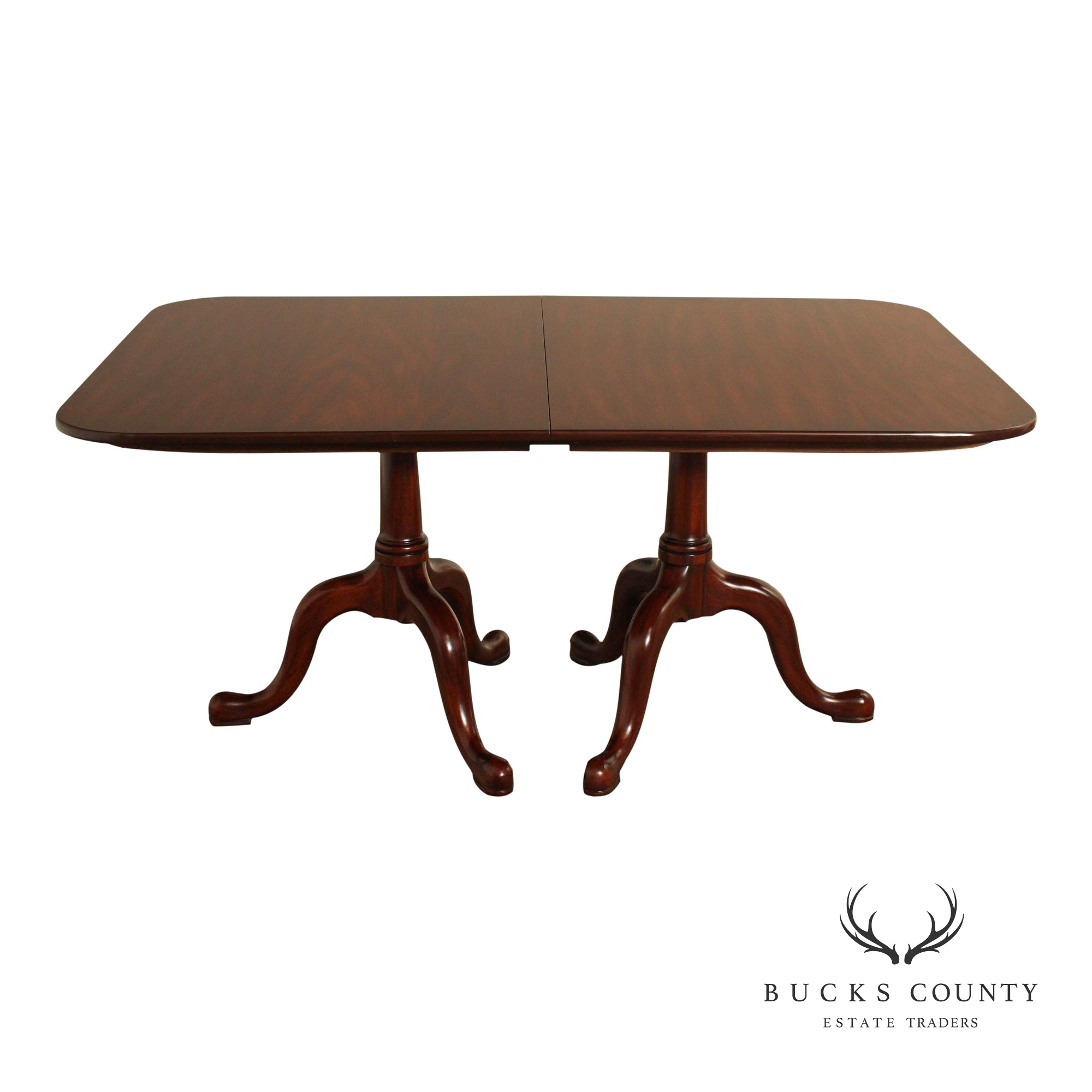 Henkel Harris Georgian Style Mahogany Double Pedestal Dining Table