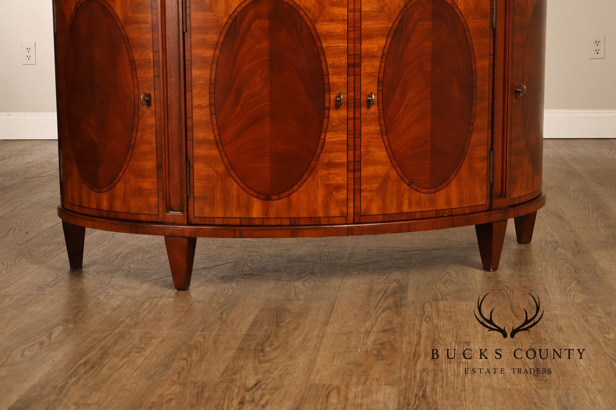 Ethan Allen Mahogany Newport Collection Demilune Cabinet Console