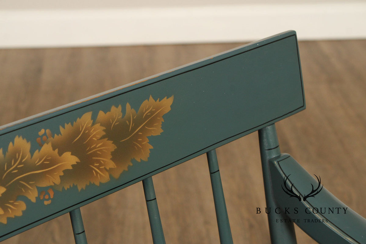 L. Hitchcock Painted Harvest Decorated Windsor Style Settee Bench