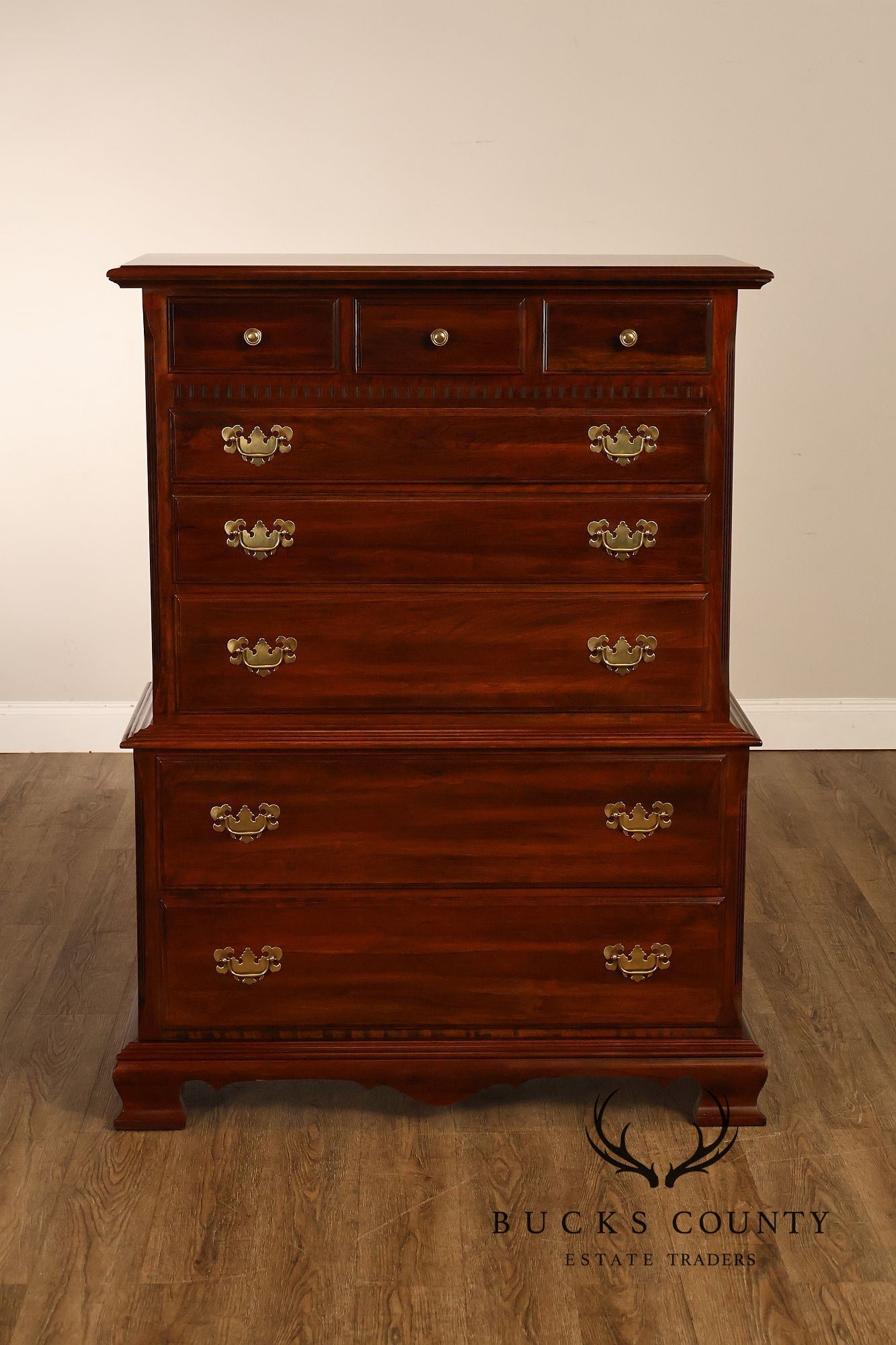 Chippendale Style Cherry Tall Chest of Drawers