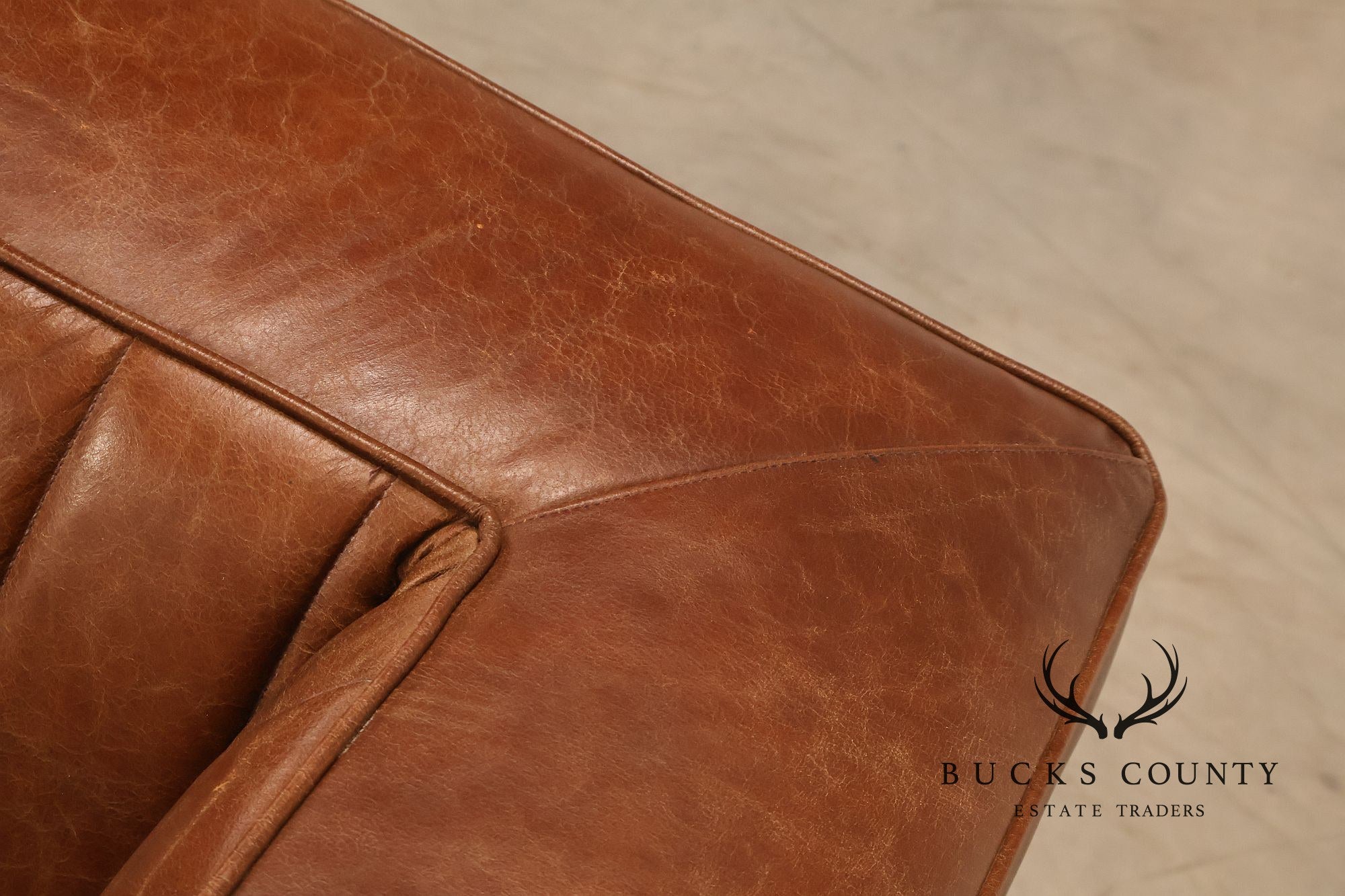Art Deco Style Brown Leather Sofa