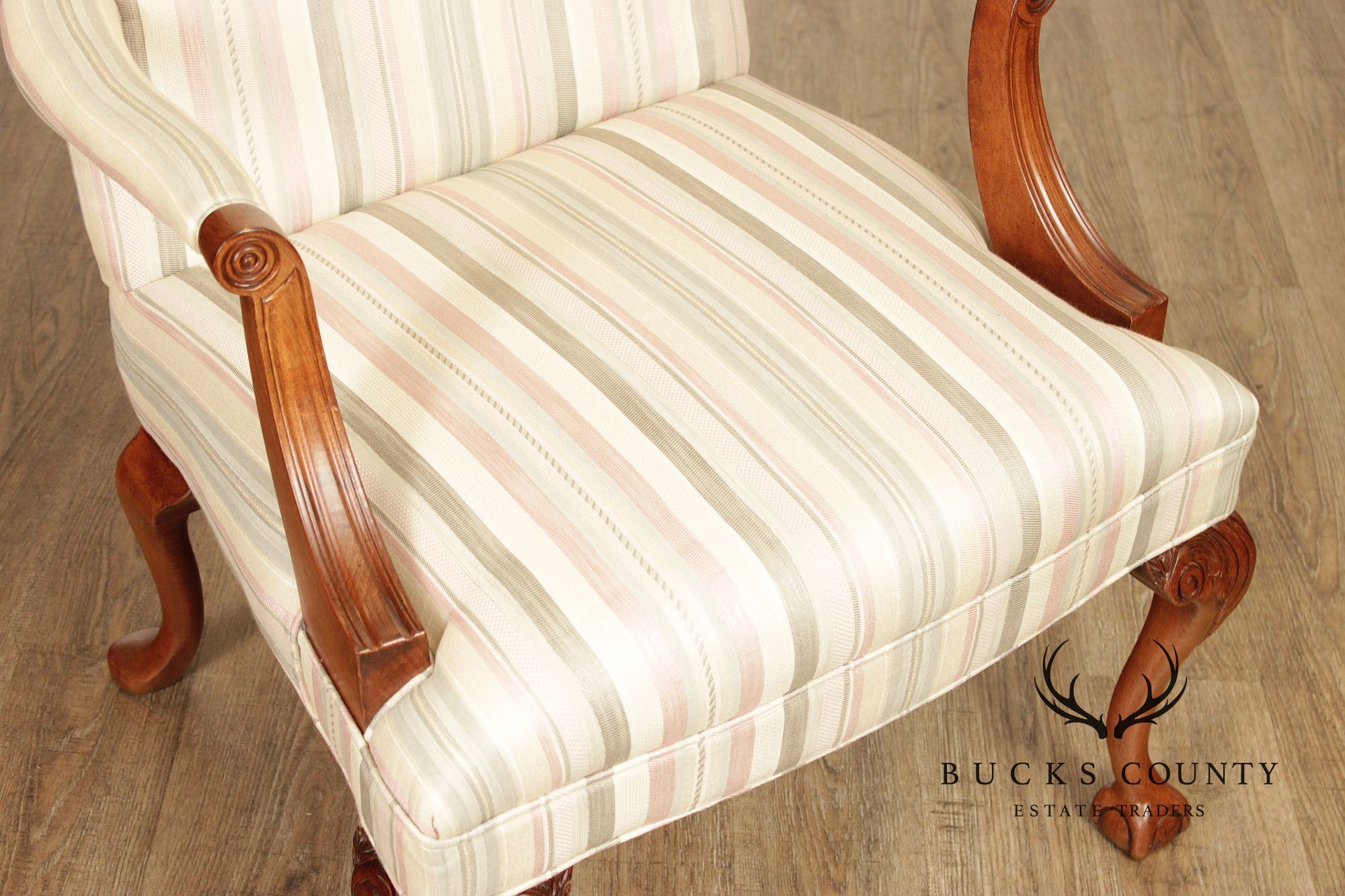 Sam Moore Chippendale Style Pair of Library Armchairs