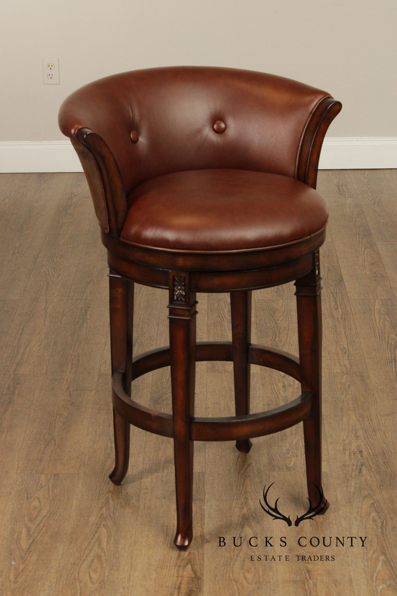 Frontgate by Hillsdale Set of Three Leather Swivel Counter Stools