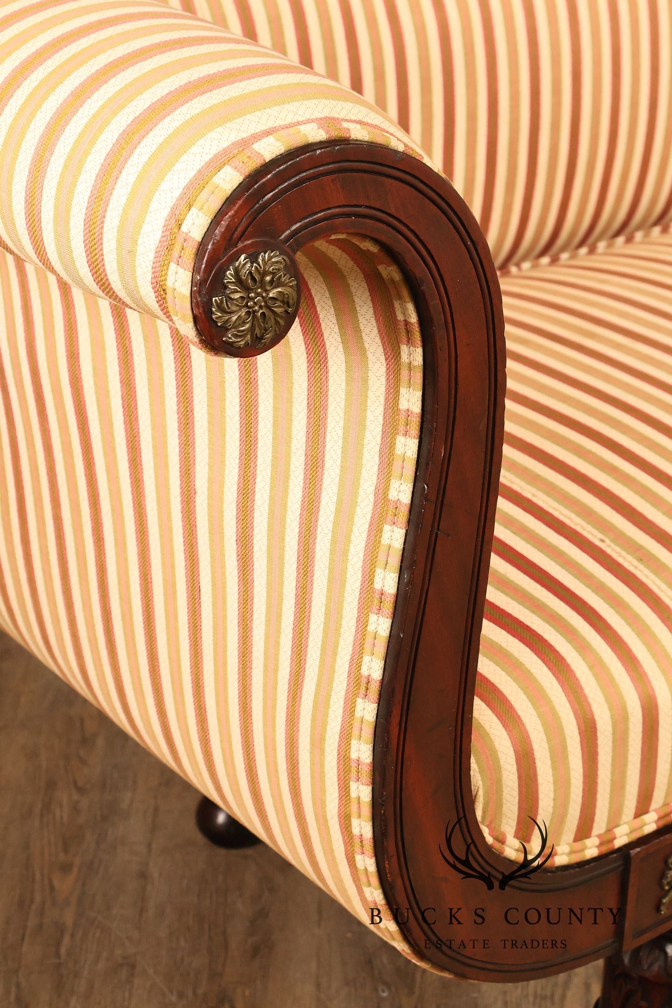 Antique American Empire Period 19th Century Carved Mahogany Sofa