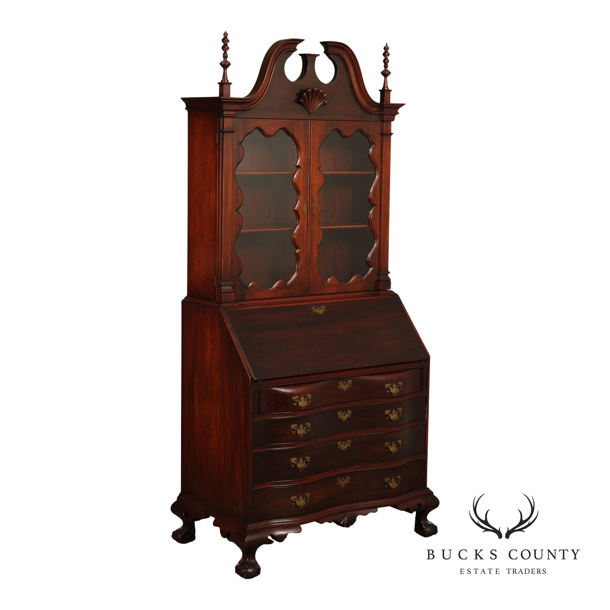 1940's Georgian Style Mahogany Secretary Bookcase