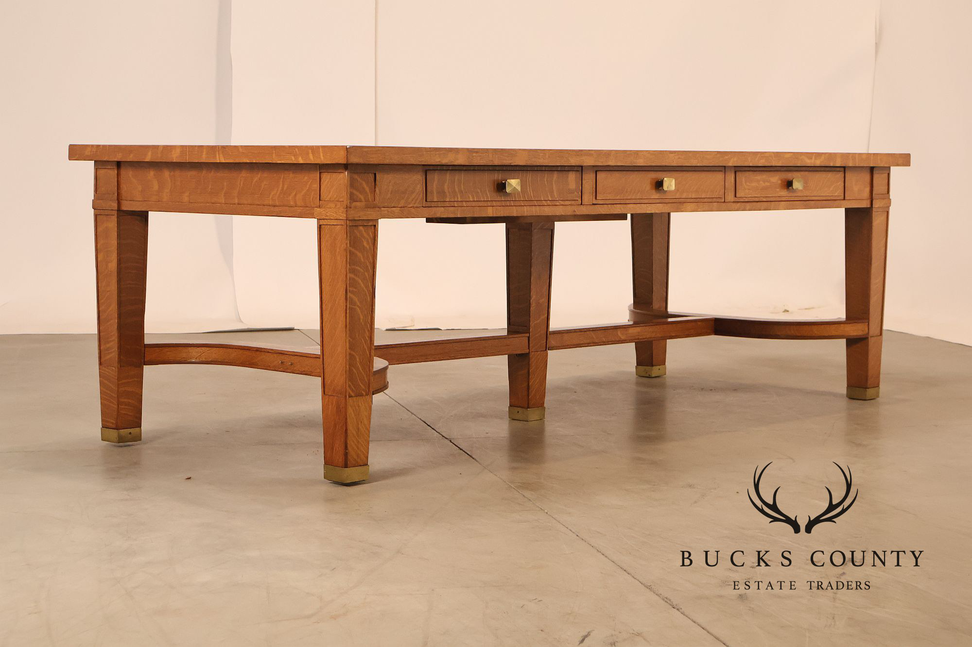 Arts & Crafts Style Large Oak Library Table