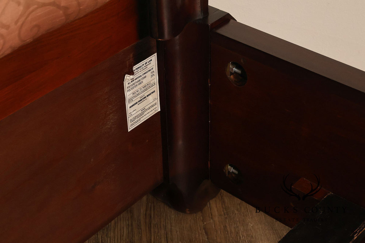 Henredon Mahogany Queen Bed with Tufted Upholstered Headboard